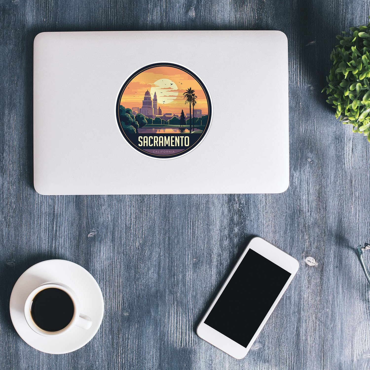 Sacramento City Sticker - Waterproof Vinyl Decal for Car Bumper, Laptop, Water Bottle, Wall, and Window, Size - 3'' Longer Side