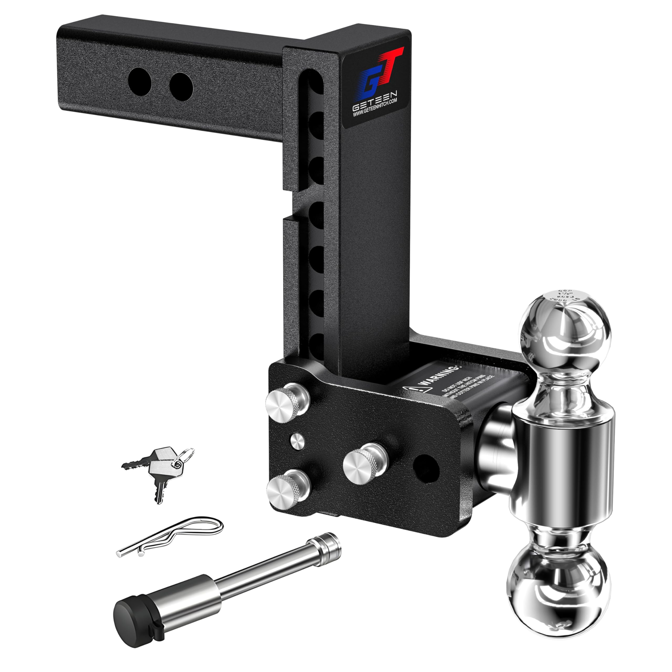 Geteen Trailer Hitches, Adjustable Trailer Hitch Ball Mount - Fits 2.0 Receiver, Dual Ball (2 x 2-5/16), 7 Drop, 10,000 GTW - GT