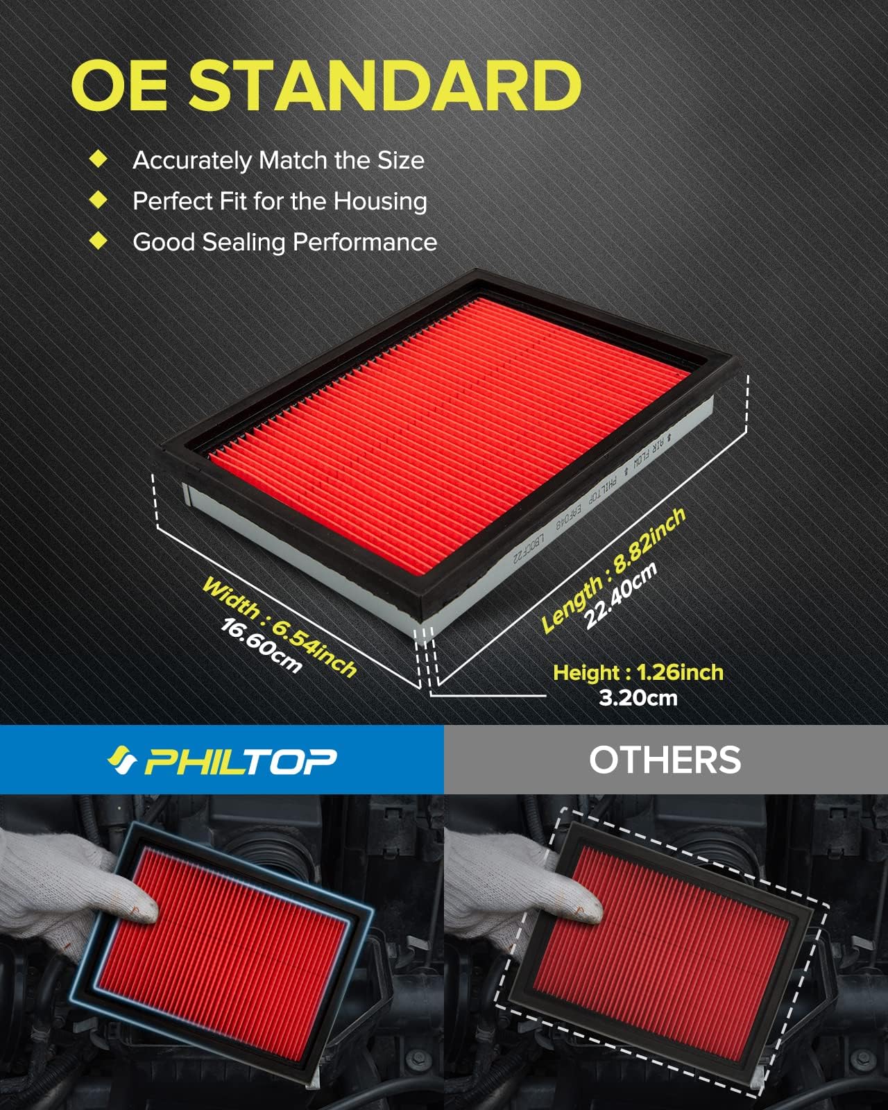 Philtop Engine Air Filter Ca6900 Replacement For Nissan Sentra, Rogue Select, Sentra, Juke, Rogue, 300Zx, Infiniti Q50, Qx70, Fx