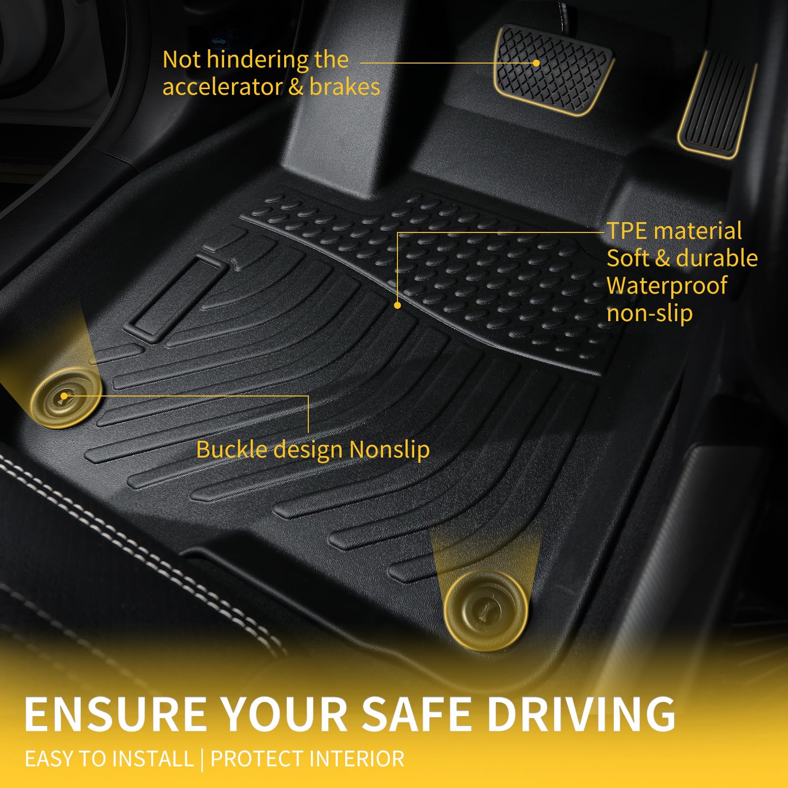 GINOWY- Floor Mats & Cargo Liner for Volkswagen VW Tiguan 2018-2024 TPE?All Weather Mats for Volkswagen Tiguan Accessories Cargo