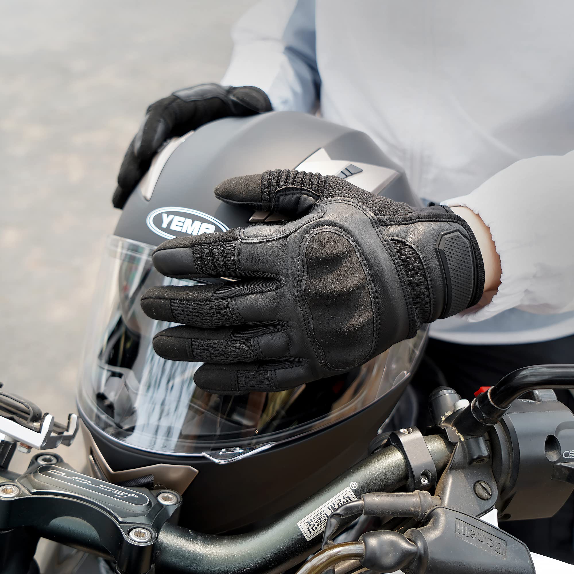 Axbxcx Touch Screen Full Finger Gloves For Motorcycles Cycling Motorbike Atv Bike Camping Climbing Hiking Work Outdoor Sports Men Women Black M