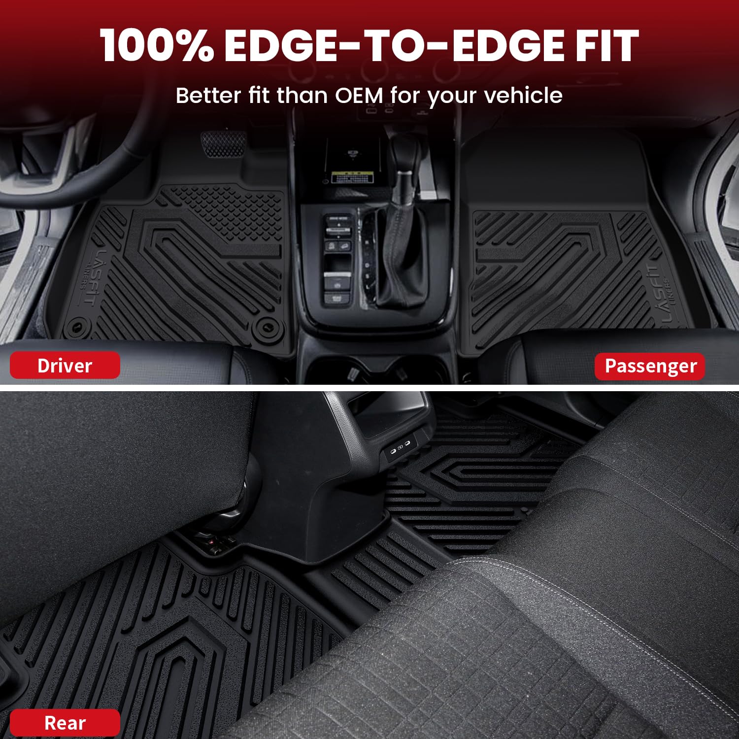 Lasfit Floor Mats & Trunk Mat For Honda Hrv 2016 2017 2018 2019 2020 2021 2022 (Awd Model), All Weather Tpe Custom Fit Hr-V Floo
