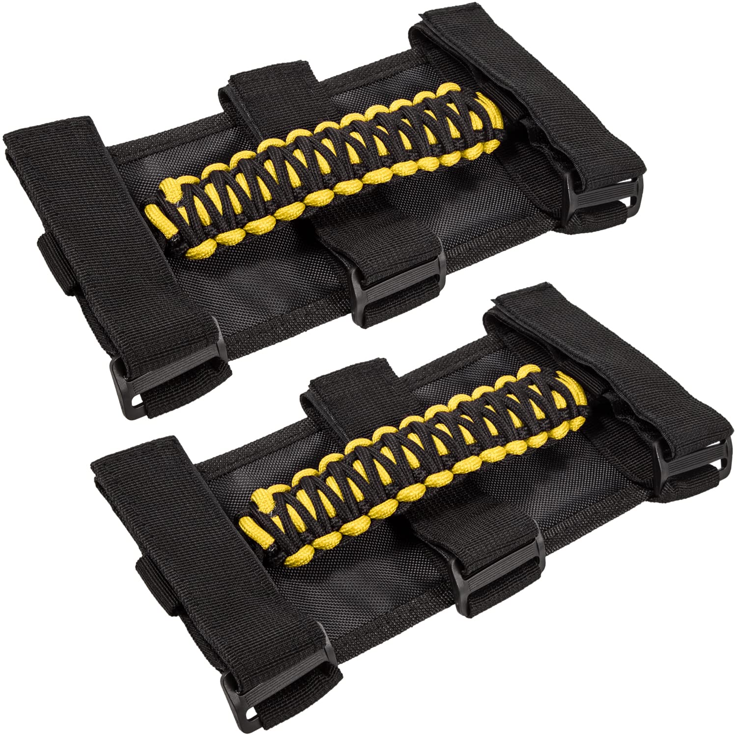 E-Cowlboy Roll Bar Grab Handles Grip Handle For Jeep Wrangler Yj Tj Jk Jku Jl Jlu Sports Sahara Freedom Rubicon Unlimited X Gladiator Jt 1955-2023 Utv Atv Premium Paracord (Yellow 2 Pack)