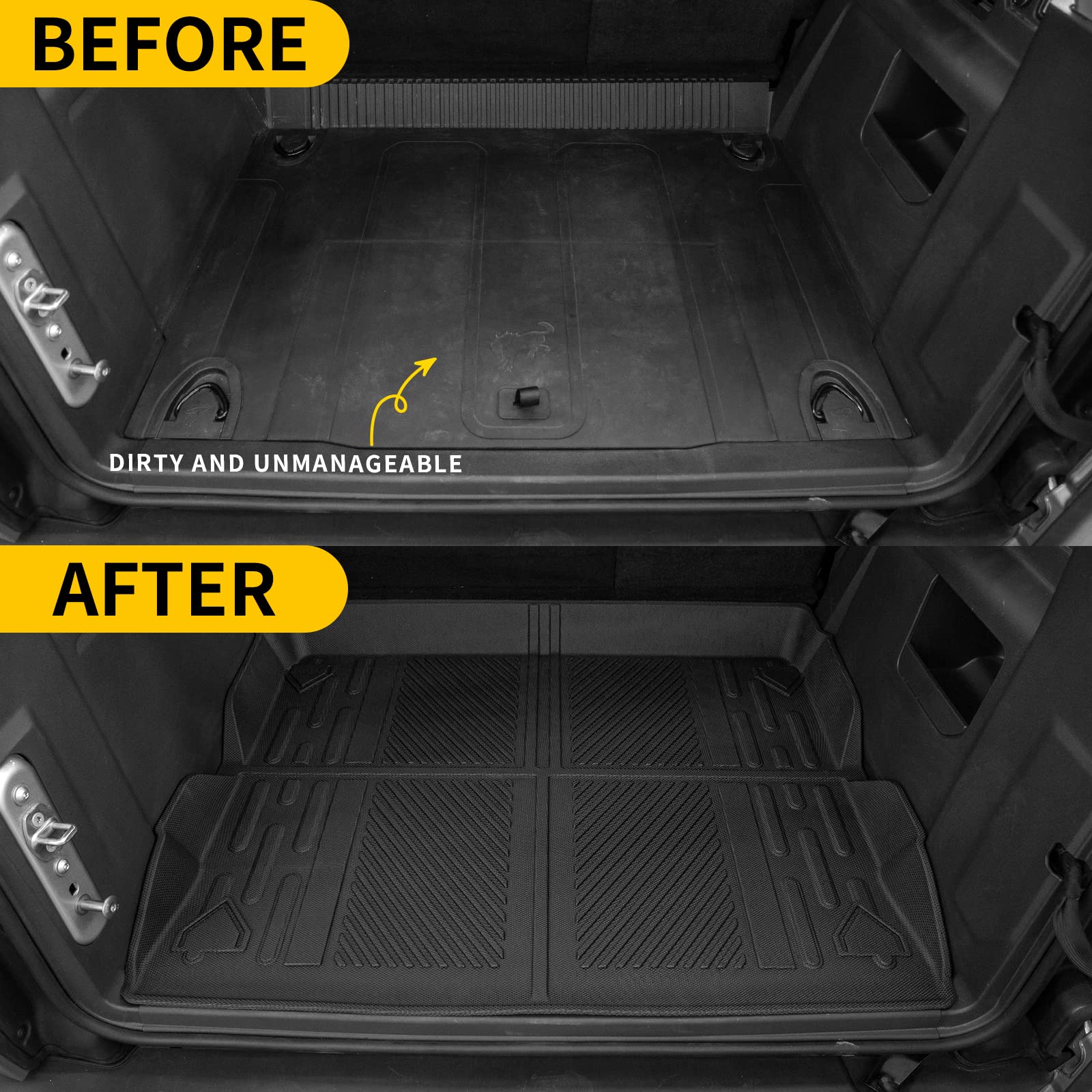 Maxzina Cargo Mat for 2021-2025 Ford Bronco - All-Weather TPE Trunk Liner, 23.6 x 18.1 x 7.5 inches,