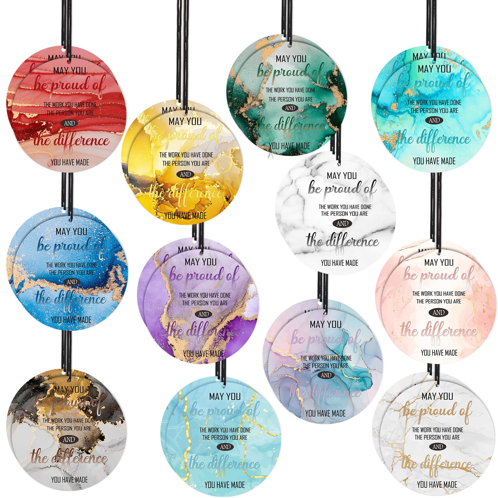 Fumete 24 Pcs 2026 Employee Appreciation Gifts Bulk Scented Car Air Freshener May You Be Proud of The Work Hanging Ornaments for