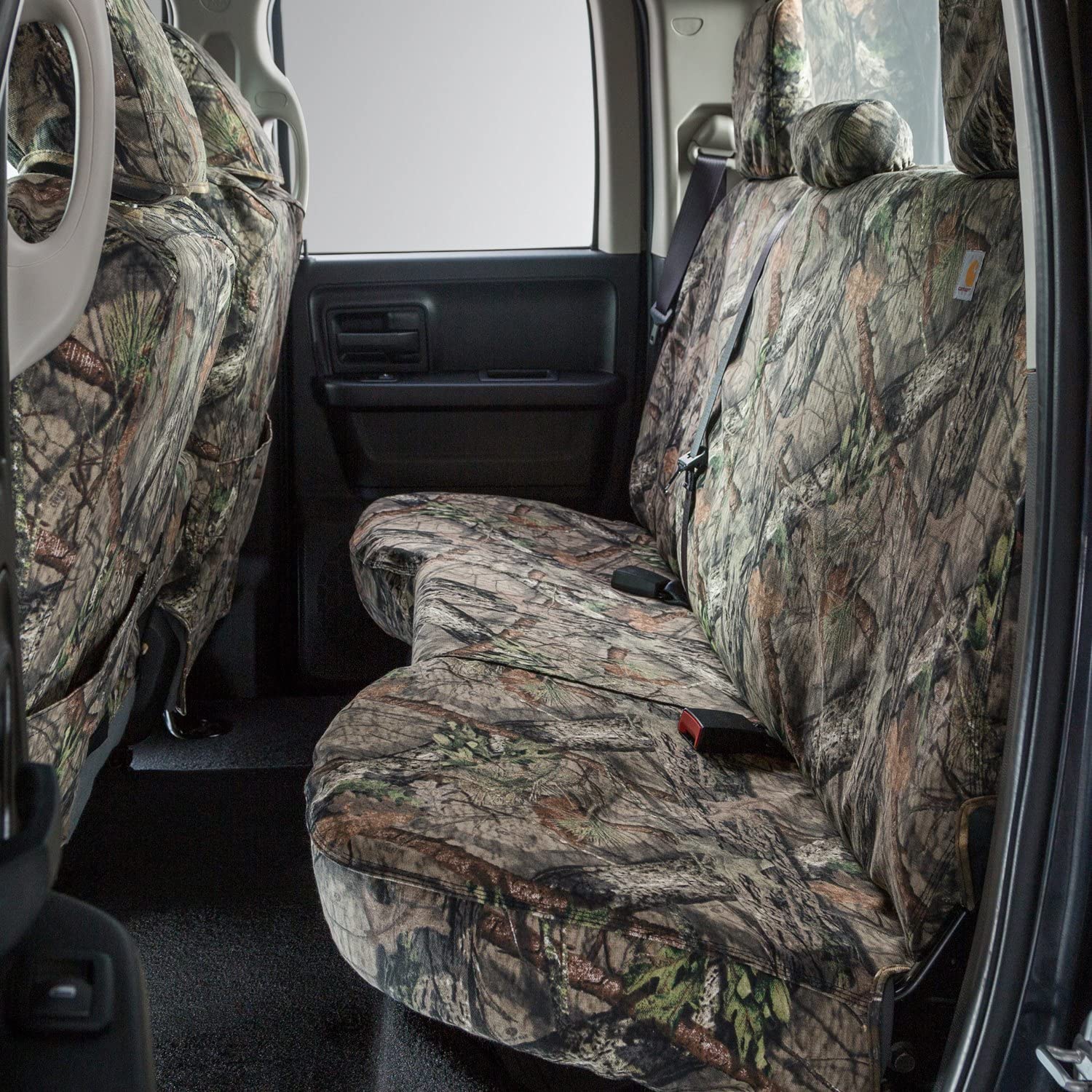Covercraft Carhartt Mossy Oak Camo Seatsaver Second Row Custom Fit Seat Cover For Select Ram Models - Duck Weave (Break-Up Count