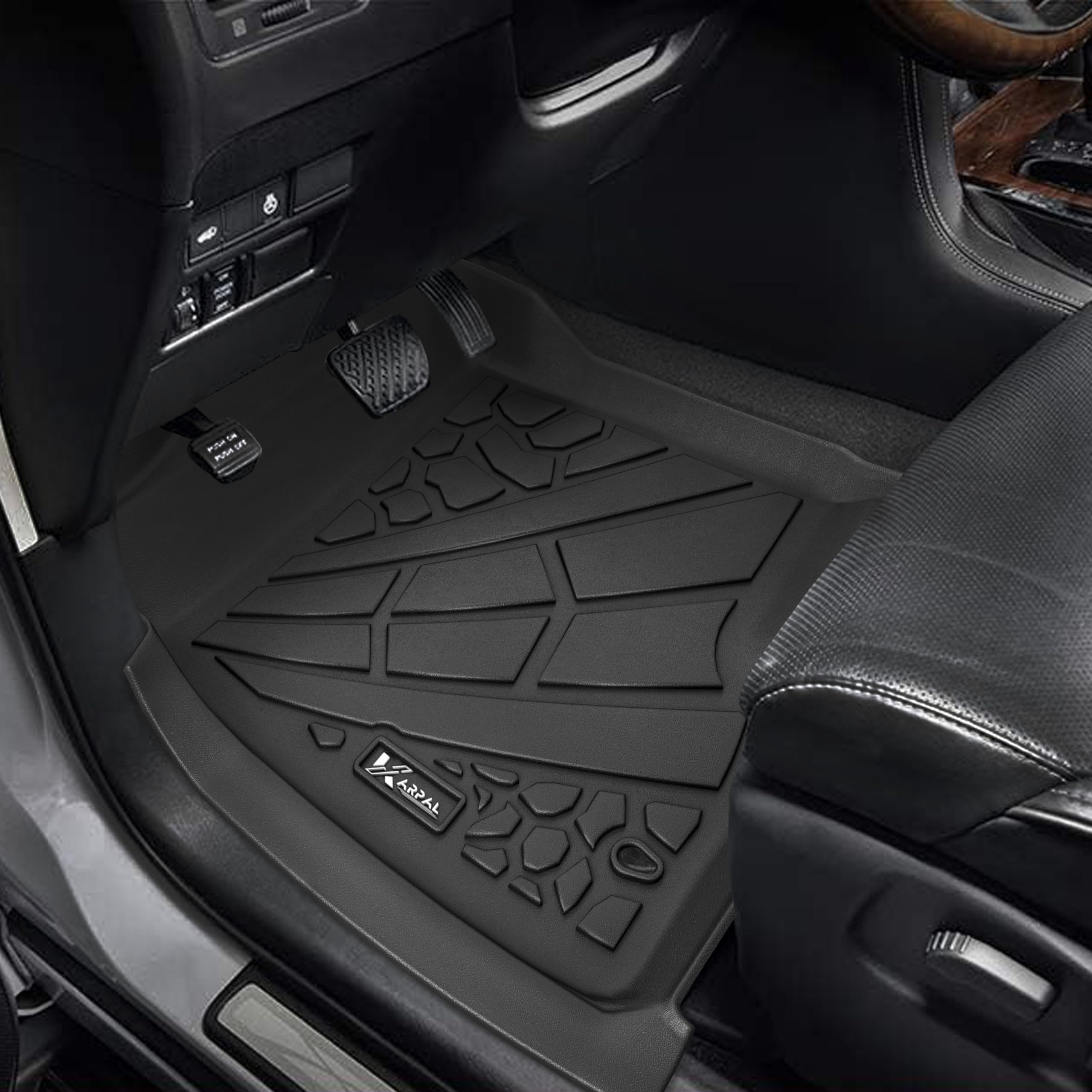 KARPAL TPE Heavy Duty Floor Mats for 2001-2007 Chevy Silverado/GMC Sierra, Black, Front & 2nd Row, Model FM-GMC0107SRA-20