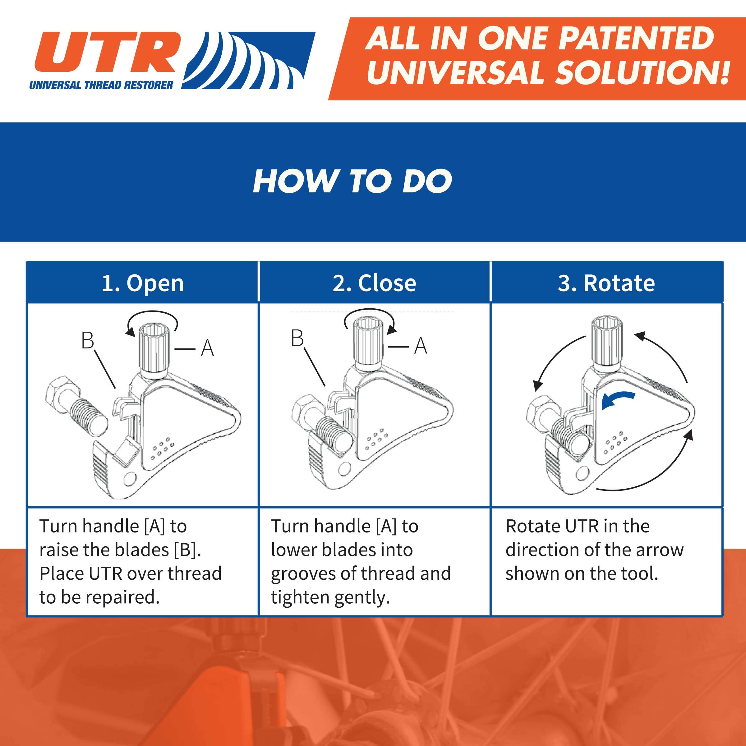Utr - Universal Thread Restorer. External Thread Repair Tool. Easily Replaces Hundreds Of Dies. Automatically Chases Threads Wit