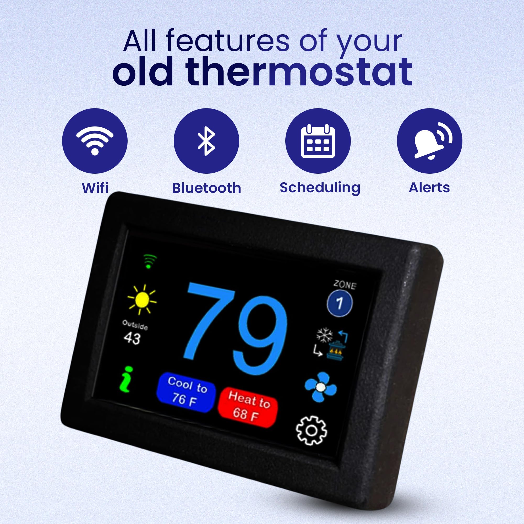 MICRO-AIR EasyTouch WiFi/Bluetooth Thermostat - Programmable RV Thermostat for Home AC & Heat, Model ET353X02, Black, 347 Size