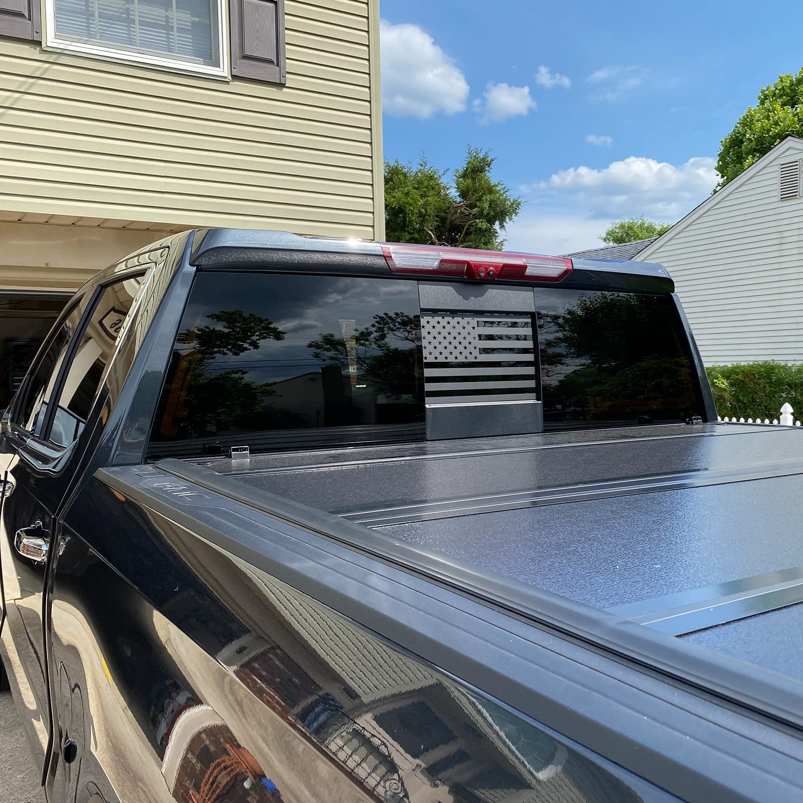 Xinghe Rear Window USA Flag Decal for Dodge Ram 2009-2024, Matte Black Vinyl Sticker for 2023 Ram 1500 Accessories