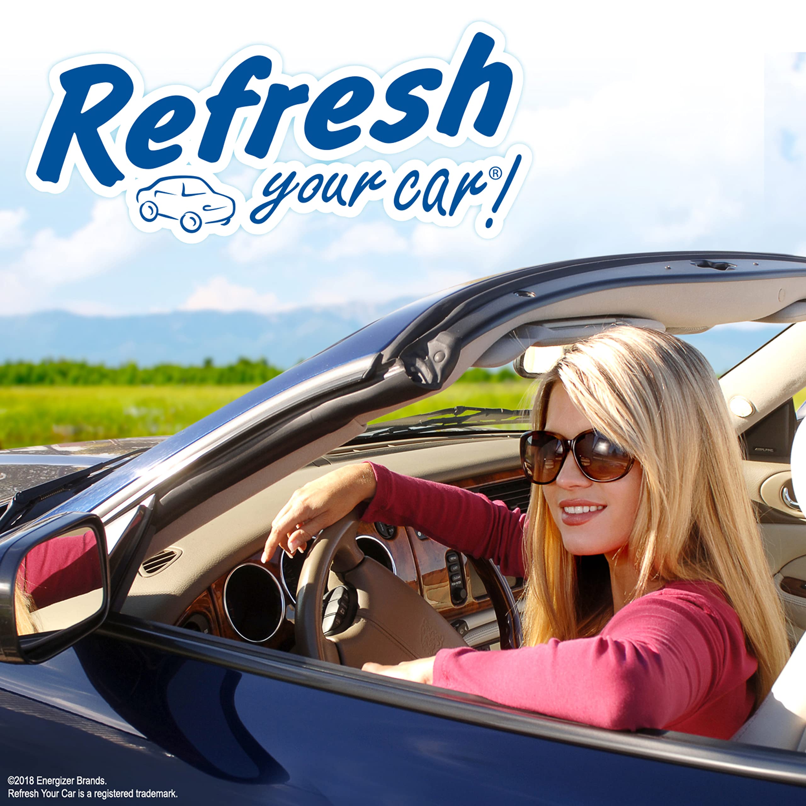 Refresh Your Car Car Air Freshener, Odor Eliminator, Set of 4 Auto Dual Scent Vent Sticks, New Car and Cool Breeze Scent, Refres
