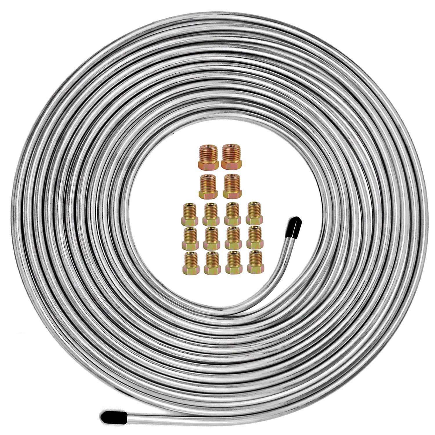 Muhize 3/16 And 1/4 Brake Line Coil - Heavy Duty Zinc-Coated 25 Ft 3/16'' And 1/4'' Steel Tube Roll Sae Standard For Hydraulic F
