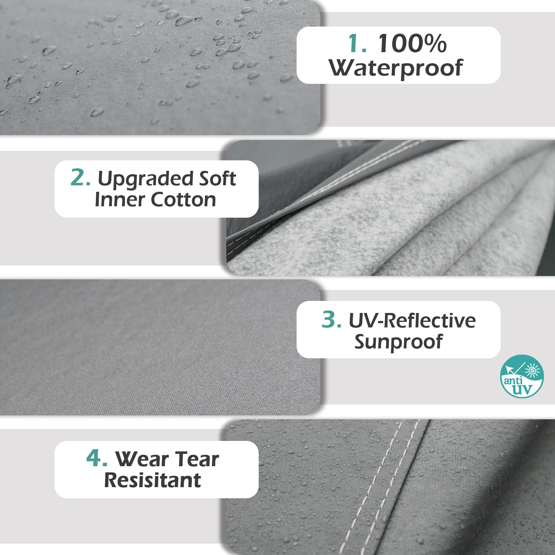 GUNHYI 16 Layers All Weather Car Cover, Waterproof Vinyl, Gray, 3XXL Fit for Sedans 194-208 inches