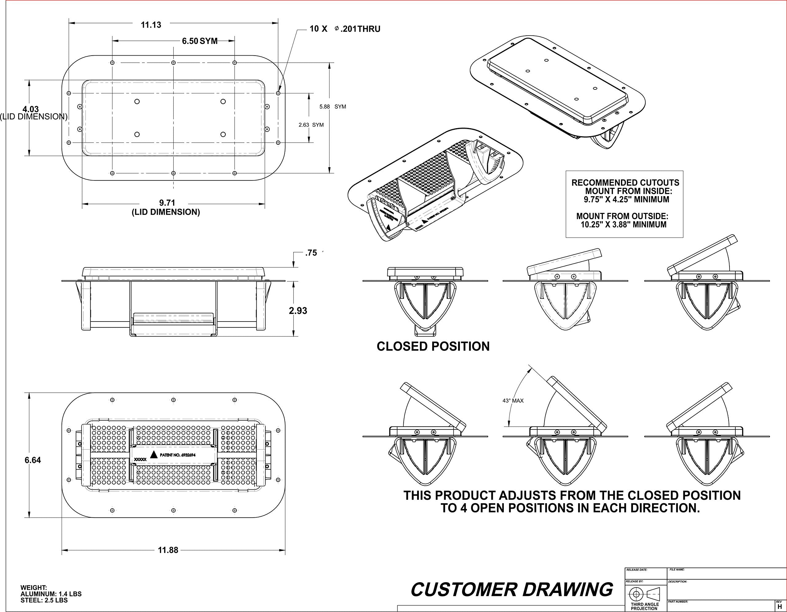 Kay Enterprises Trailer Roof Vent 1 Pair Aluminum Popup Air Flow Low Profile and Gaskets