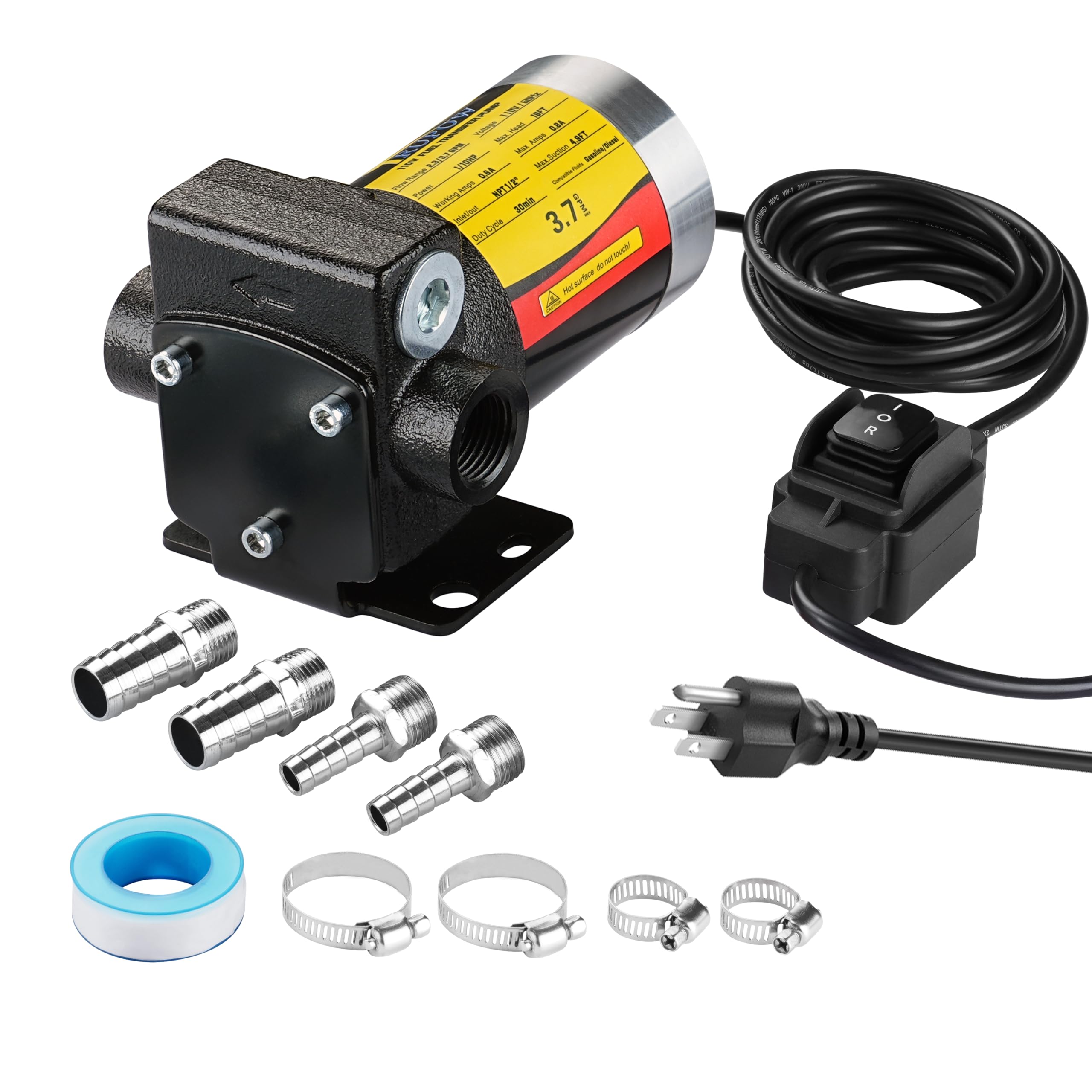 Trupow 110V Ac Self-Priming Gasoline Fuel Oil Transfer Pump With Reversible Pumping Switch For Gasoline Diesel Kerosene & More