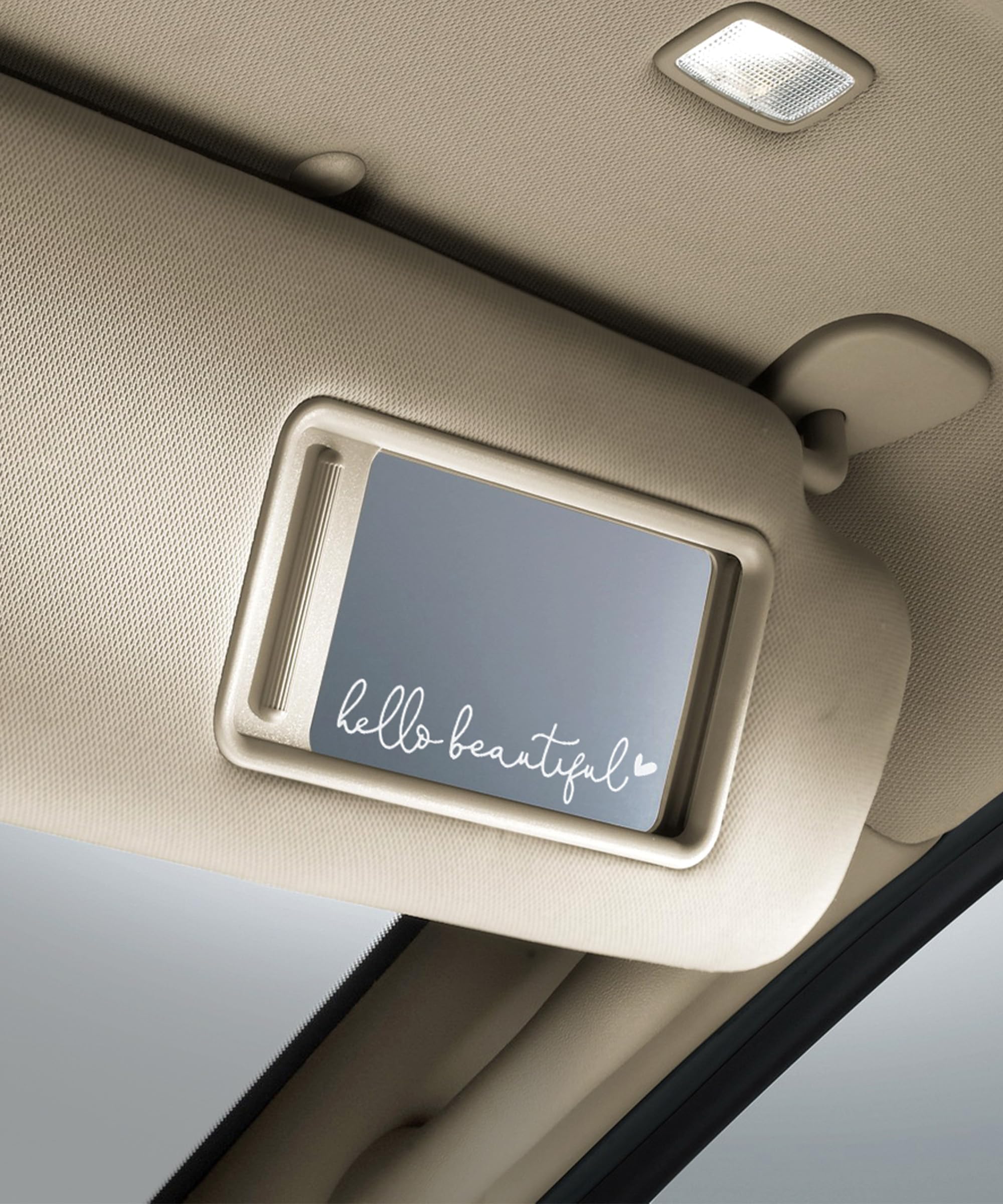 Racoona Hello Beautiful Mirror Decal - Rearview Mirror Sticker, Self Affirmations Decal, Car Accessories For Window Decoration (