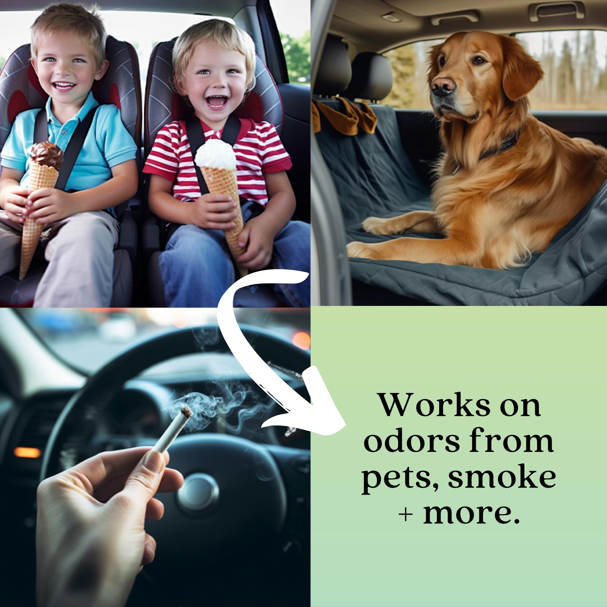 Azuna Auto Air Freshener & Odor Eliminator Gel, 2 oz. Pod with Tea Tree Oil, 2 Pack, Slow-Release Freshener Works 24/7 for 60-90