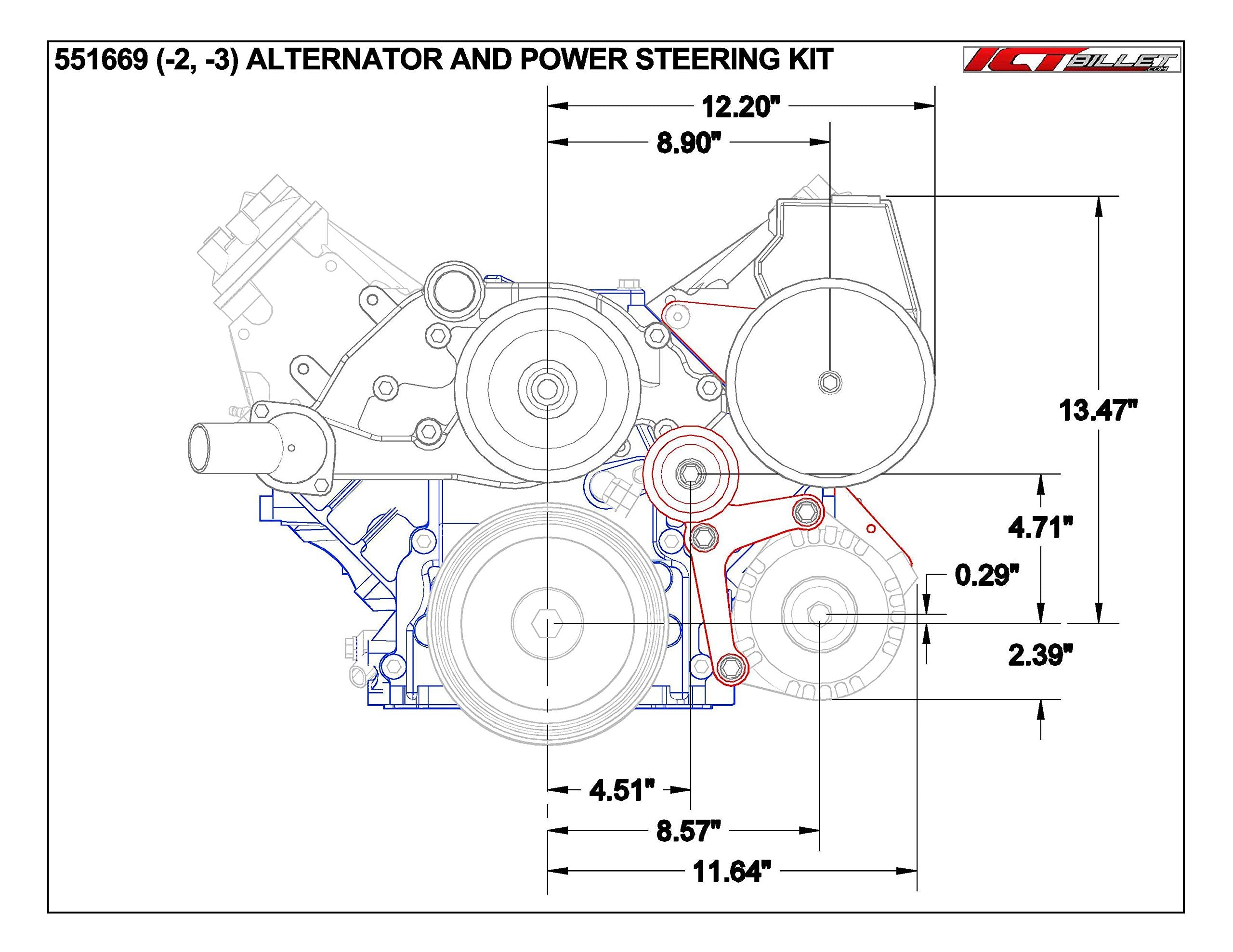Ict Billet - Billet Low Mount Ls Alternator Bracket And Power Steering Pump Bracket - Compatible With Ls1 Camaro Z28, Firebird F