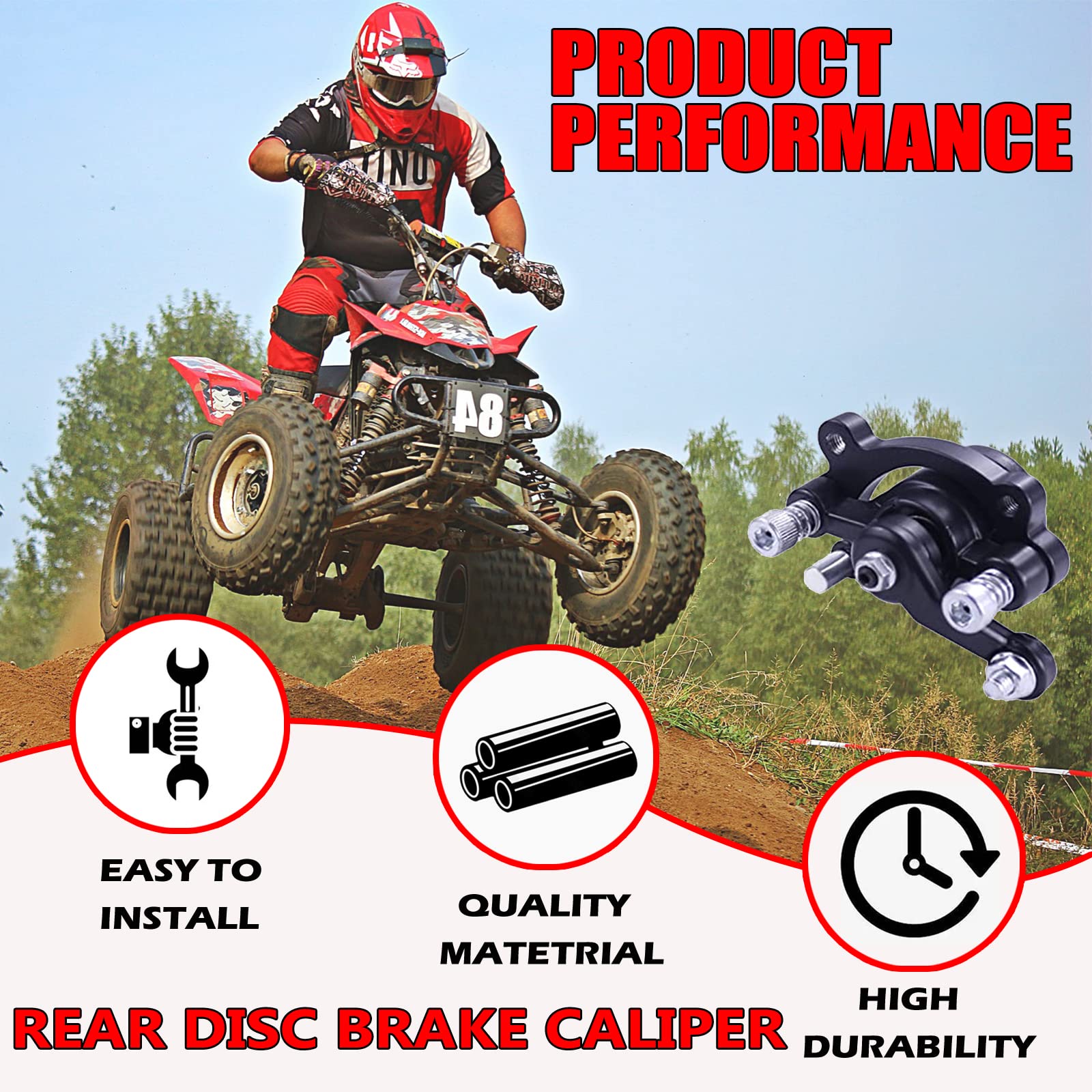 JOYYANGFANG Rear Disc Brake Caliper With Replaced Pad for MBX10 MBX11 80cc MM-B80 105cc MM-B105 CT100U CC100X Trail Mini Bike 47