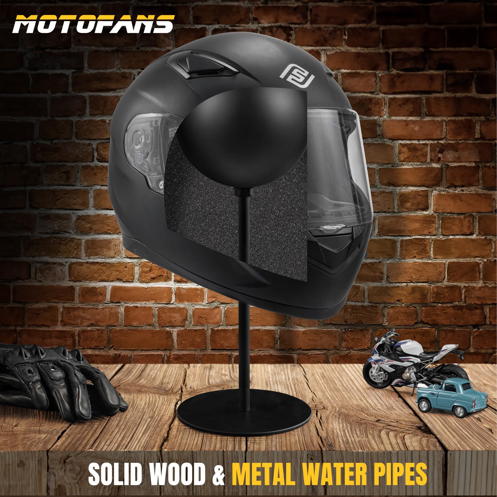 Motofans® Helmet Stand Metal, Rotation Metal Stand Desktop Hanger Rack Helmet Stand Display For Motocycle Helmet, Caps,Hat, And Rugby Helmet