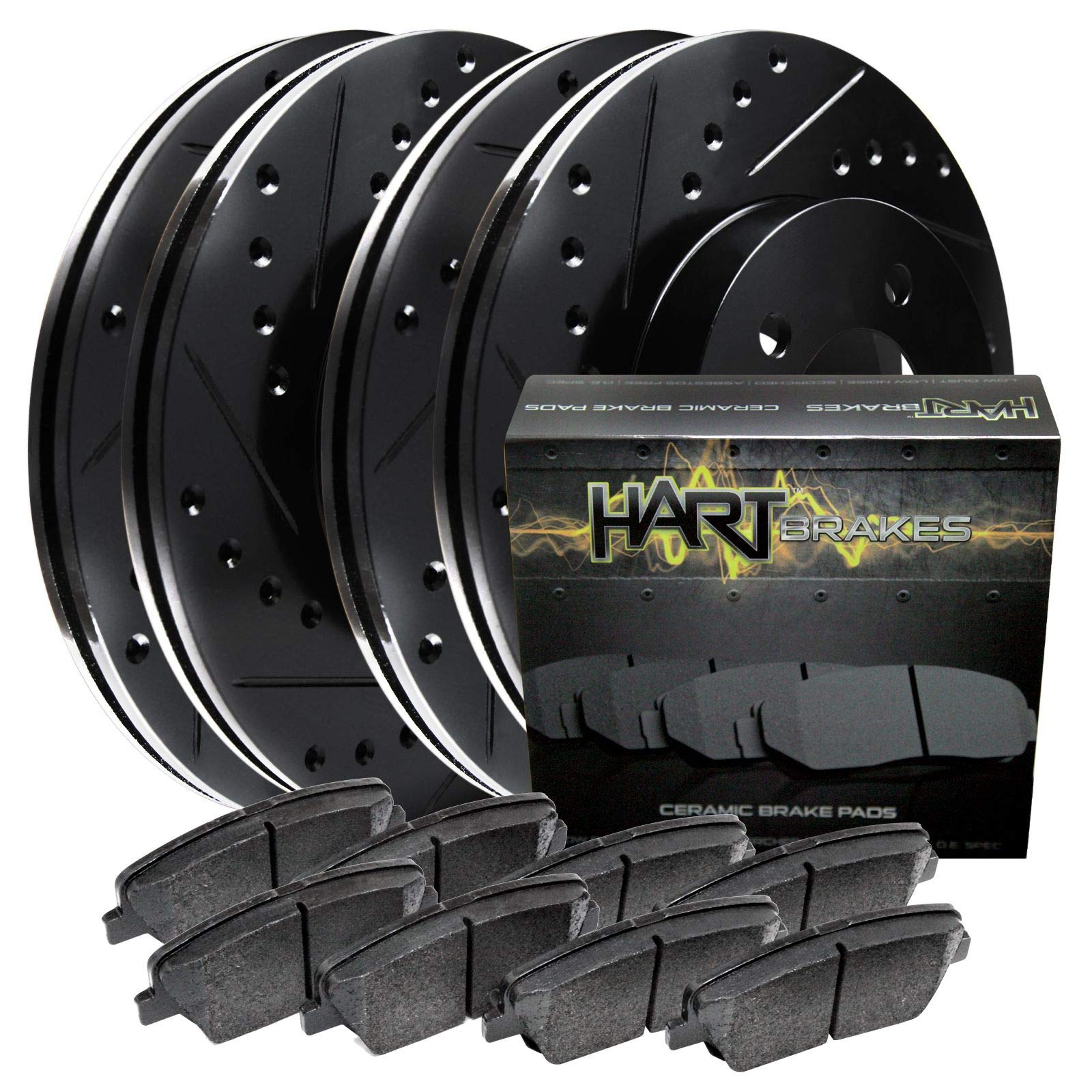 Hart Brakes Front Rear Brakes And Rotors Kit |Front Rear Brake Pads| Brake Rotors And Pads| Ceramic Brake Pads And Rotors |2011-