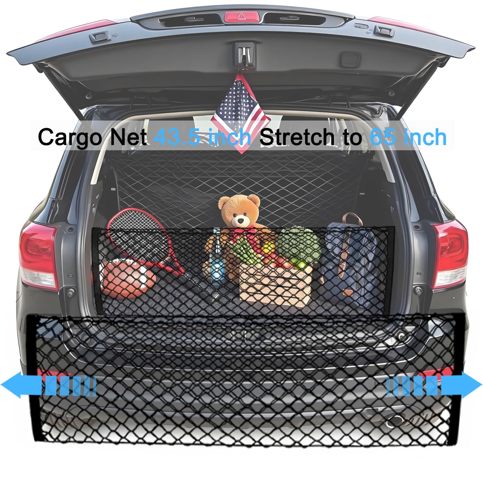 BAILALIBO Cargo Net Stretchable. Adjustable Trunk Nets for SUV, Cars, Jeep and Trucks, Small Automotive Elastic Storage Net with
