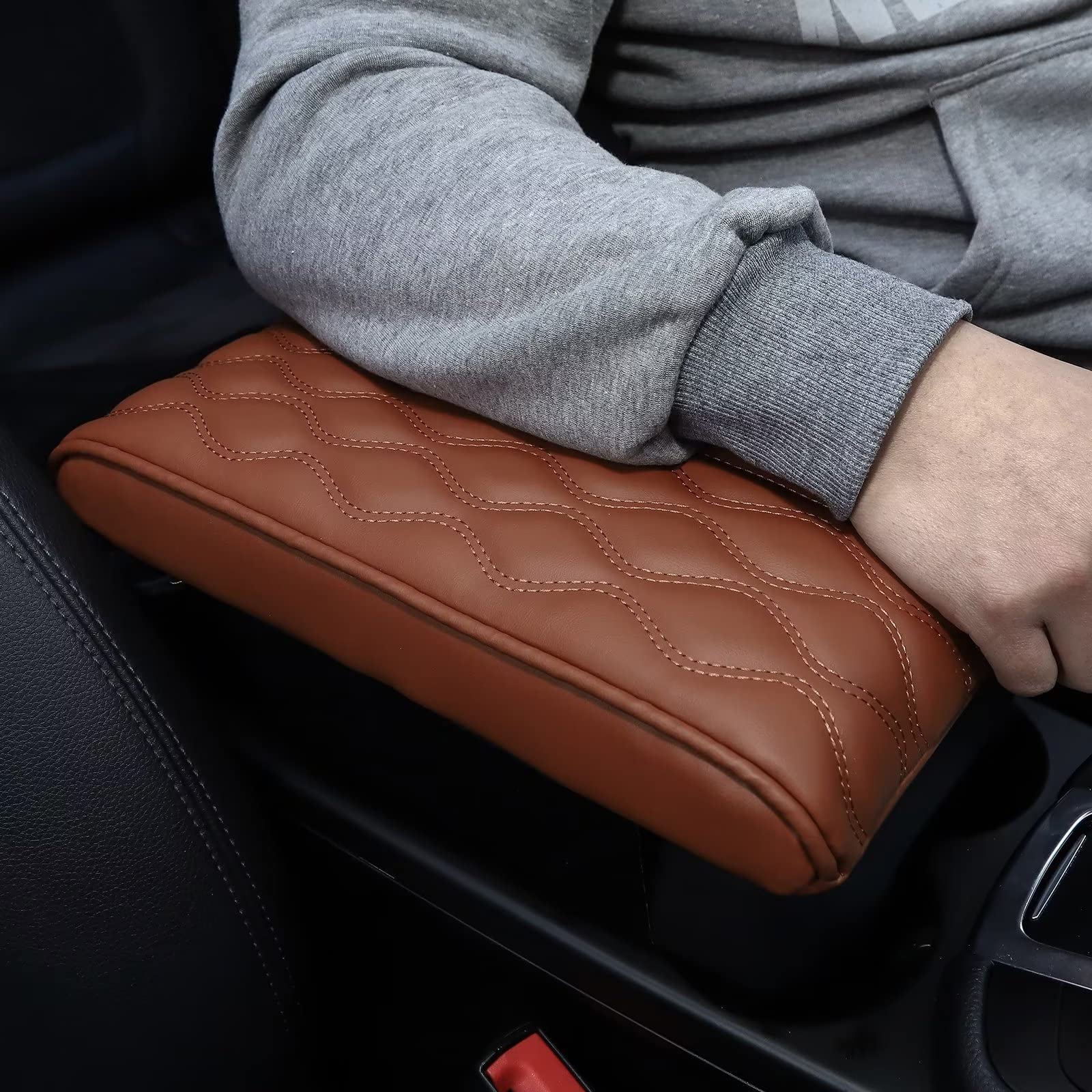 Qzhiren Car Center Console Cover-Armrest Box Mat,Memory Foam Leather Arm Rest Covering Car, Arm Rest Cushion For Suv/Truck/Vehic