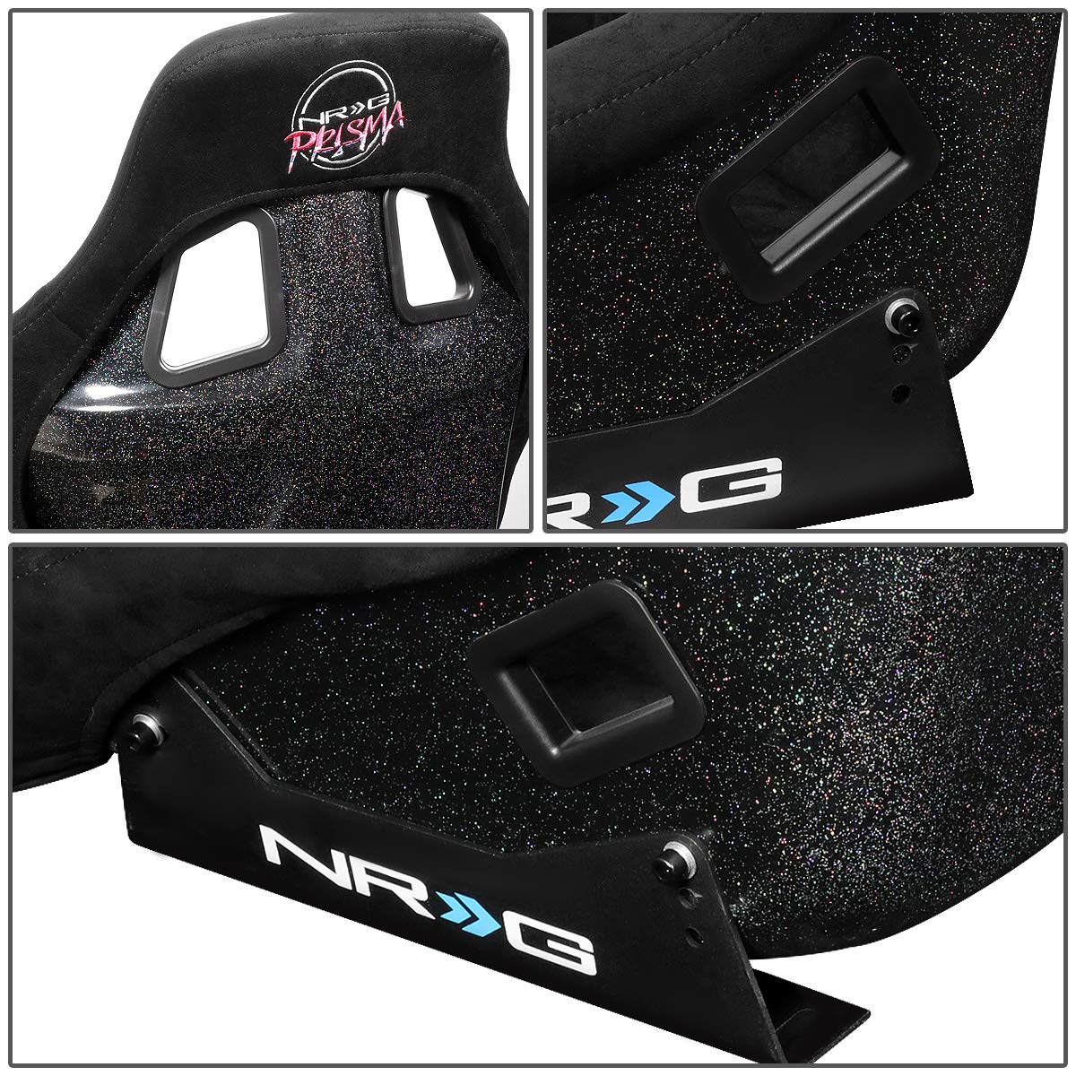 NRG Innovations NRG-FRP-302BK Fixed Back Racing Seat, Fiberglass, 24"W x 35"H x 18"D, Black Alcantara, 4pt Harness Compatible