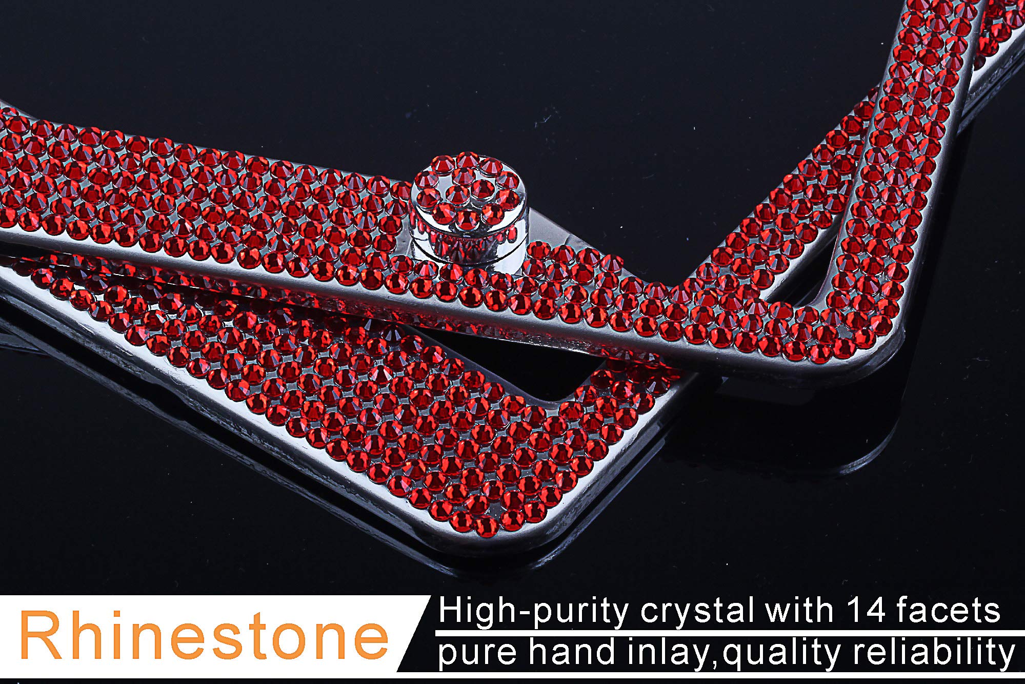 2 Pack Rhinestone License Plate Frame For Women,Premium Stainless Steel Cover 1000+ Finest 14 Facets Luxury Sparkling Crystal Di
