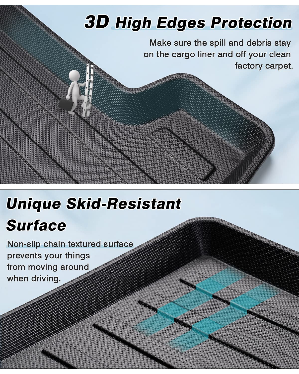 Mixsuper Cargo Liner for 2015-2025 Ford Mustang Coupe (Fits Models Without Subwoofer in Cargo Area) All Weather Trunk Liner Rear