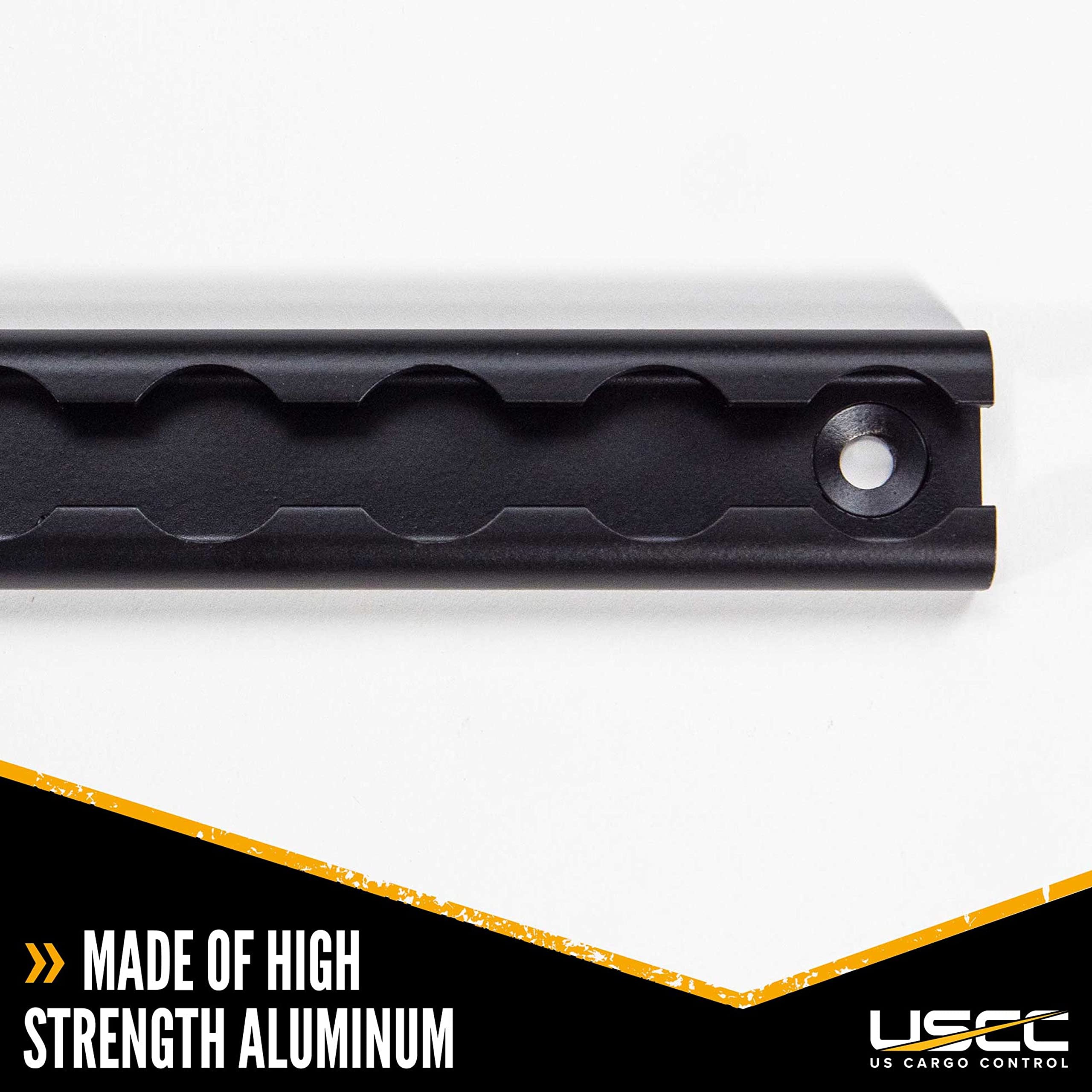 US Cargo Control 12 Black Anodized Aluminum L Track (4-Pack) - Trailer Tie Down Rail for Motorcycles, ATVs, and Bikes