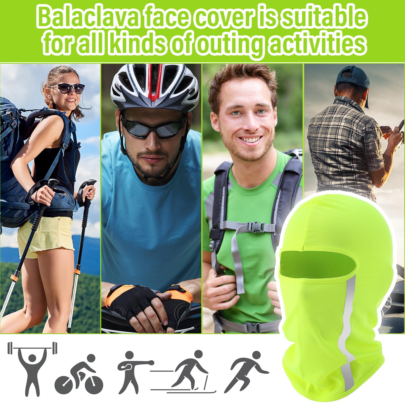 Blulu 8 Pcs Summer Balaclava Uv Sun Protection Full Face Mask Ski Mask For Men Women With Reflective Strip Cooling Breathable (F