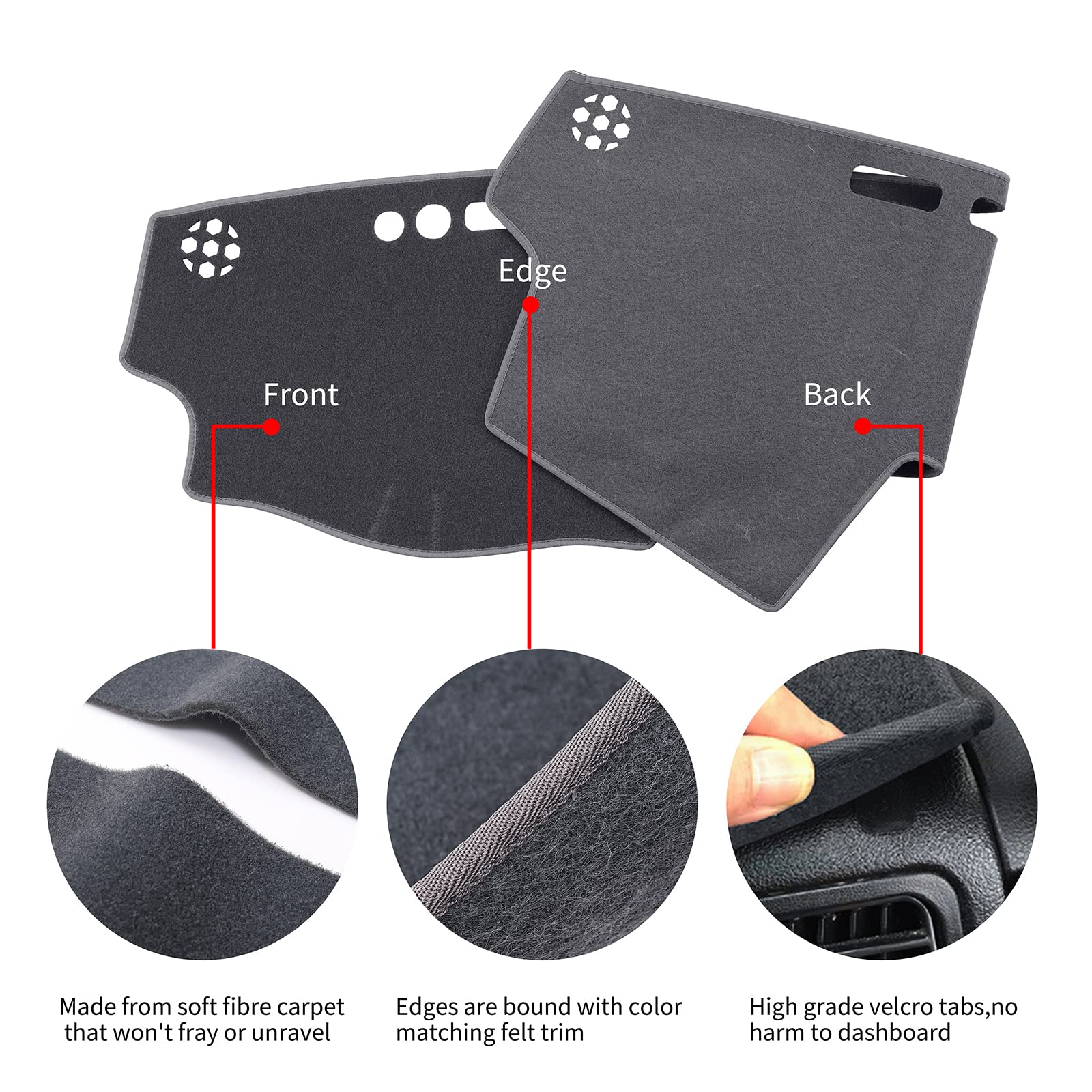 HanLanKa Dash Cover Mat Custom Fit for Toyota Camry 2002 2003 2004 2005 2006 with Cutout for Sensors and Dash Speakers, w/o Cuto