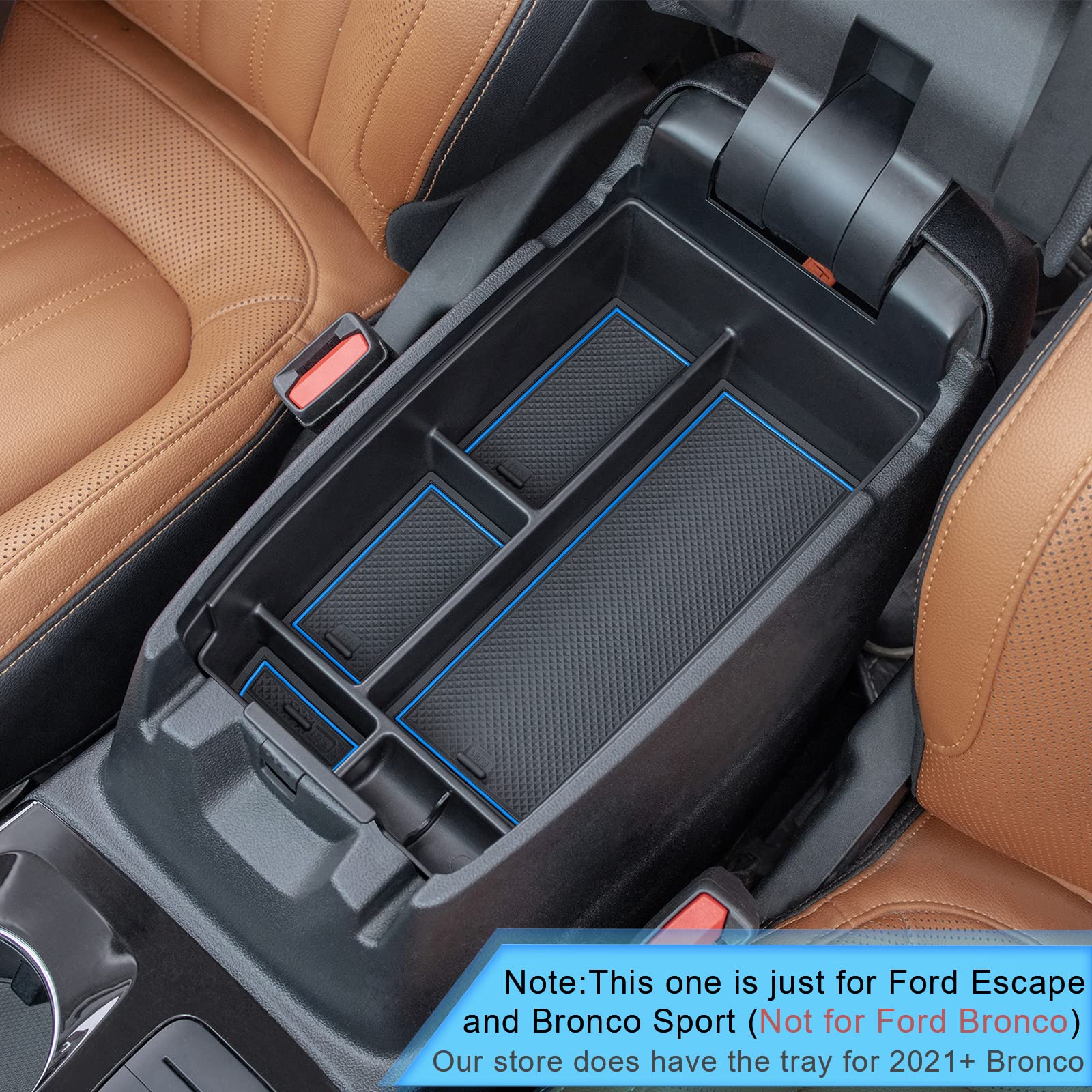 TOPINSTALL Blue Center Console Organizer Compatible with Ford Escape 2020-2025/ Bronco Sport 2021-2025 Accessories, Armrest Box