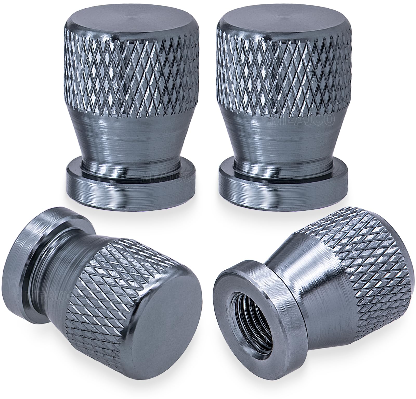 Meajoo 4Pcs Car Tire Valve Stem Caps, Anodized Premium Alloy Air Caps Cover Accessories, Corrosion Resistant Leak-Proof, Univers