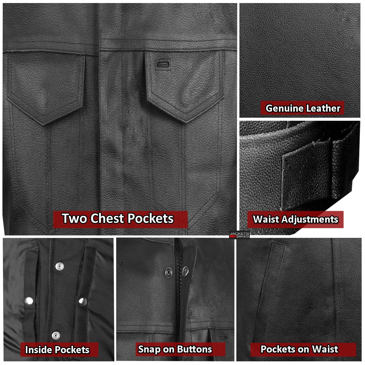 Soa Men'S Leather Motorcycle Concealed Gun Pockets Biker Club Vest W/Armor L