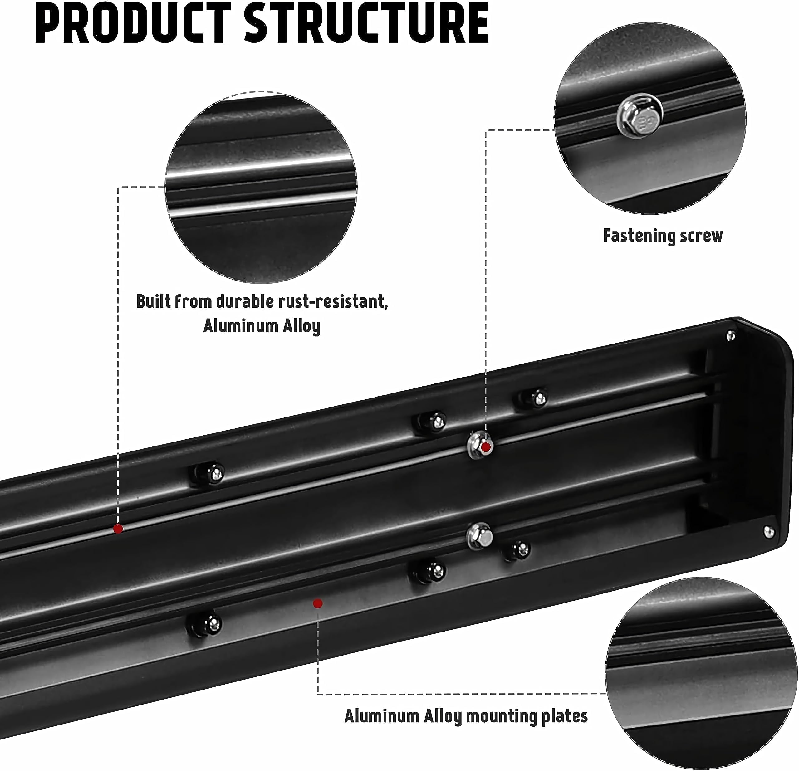 Pz 6'' Crew Cab Running Boards For 2007-2018 Chevy Silverado/Gmc Sierra 1500, 2007-2019 For 2500Hd 3500Hd Black Aluminum Alloy N