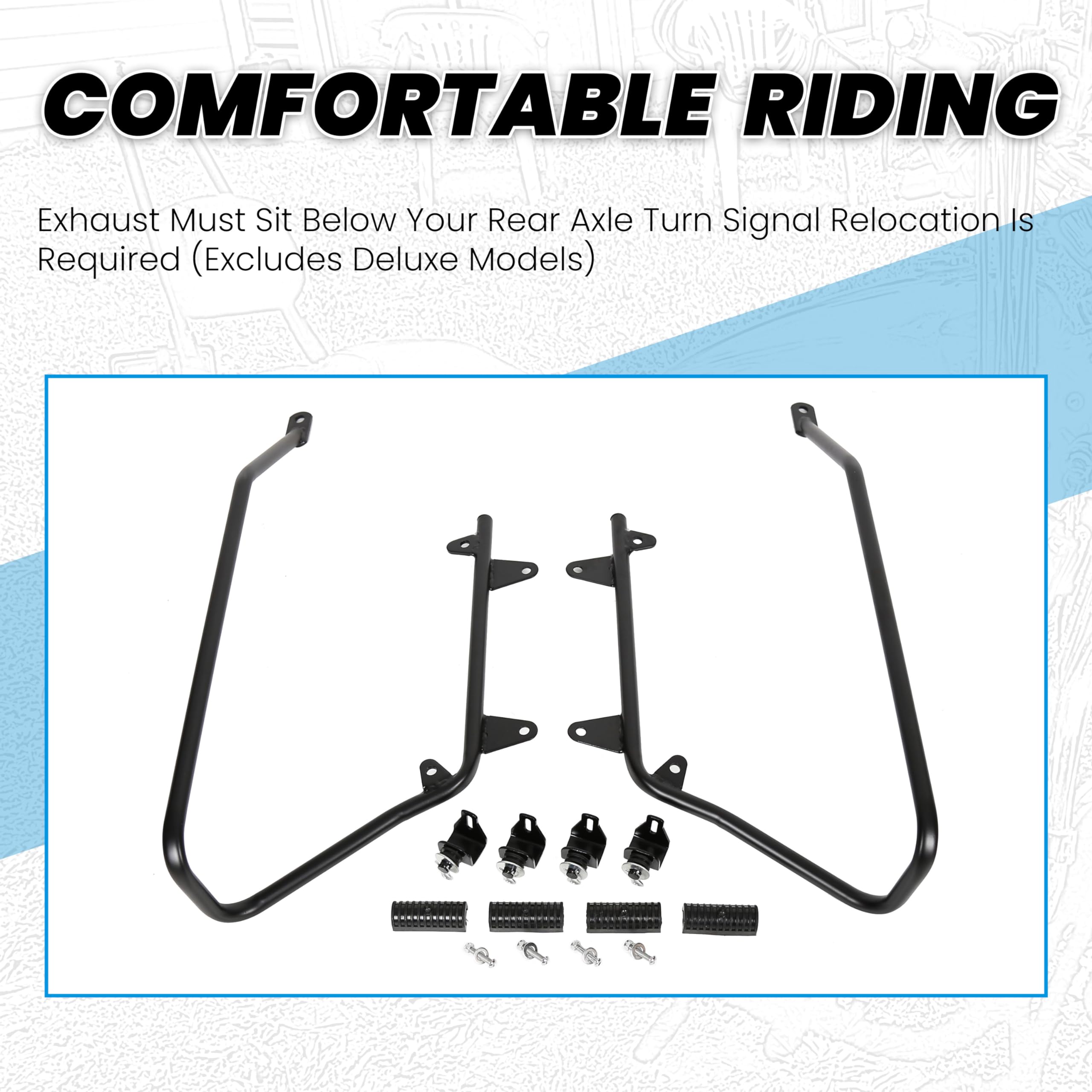 ECOTRIC Saddlebag Conversion Brackets for 1984-2013 Harley Davidson Softail, Black, Metal, Medium, Includes Hardware