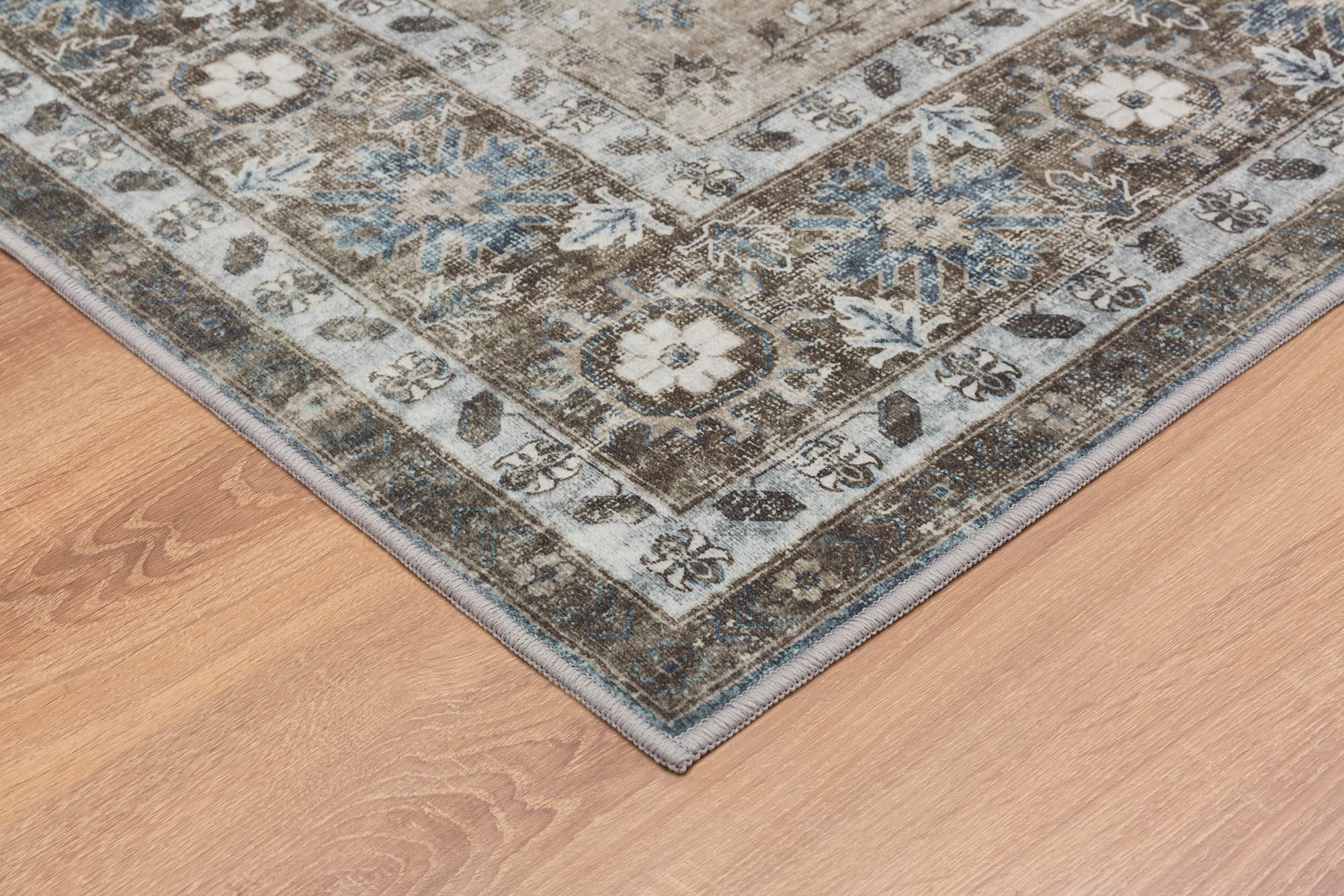 Rugland 6X9 Rug - Stain Resistant Washable Rug, Anti Slip Backing Rugs For Living Room, Boho Vintage Tribal Area Rugs (Tpr07-Blu