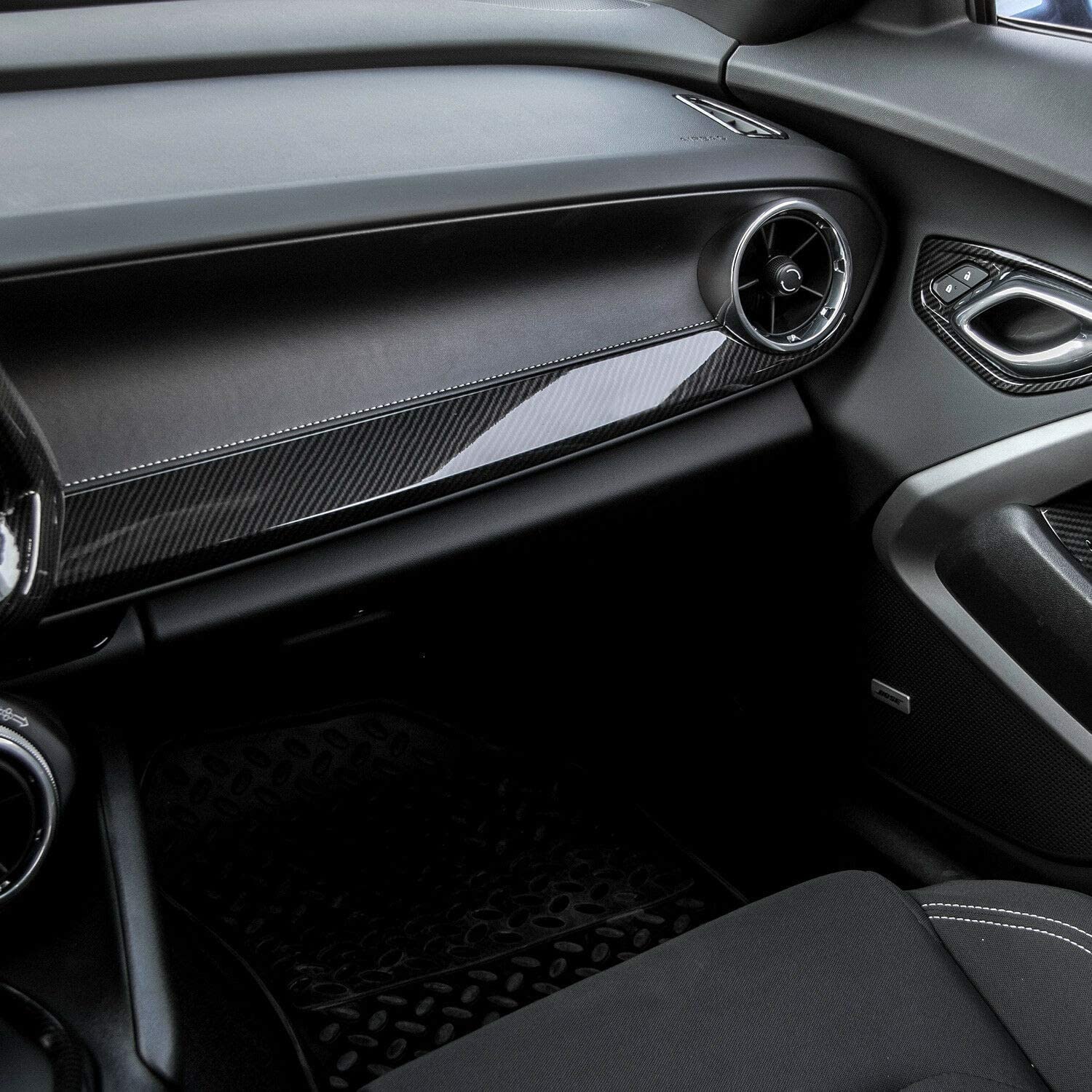 RT-TCZ for Camaro Passenger Dash Panel Trim Cover Carbon Fiber for Chevy Camaro 2017 2018 2019 2020 2021 2022 2023 Carbon Fiber