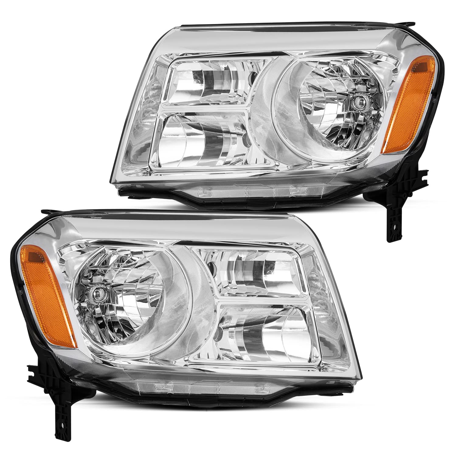 JSBOYAT OEM Headlight Assembly Replacement Pair for 2012-2015 Honda Pilot, Halogen Type, Clear Housing with Amber Reflector, w/o Bulbs