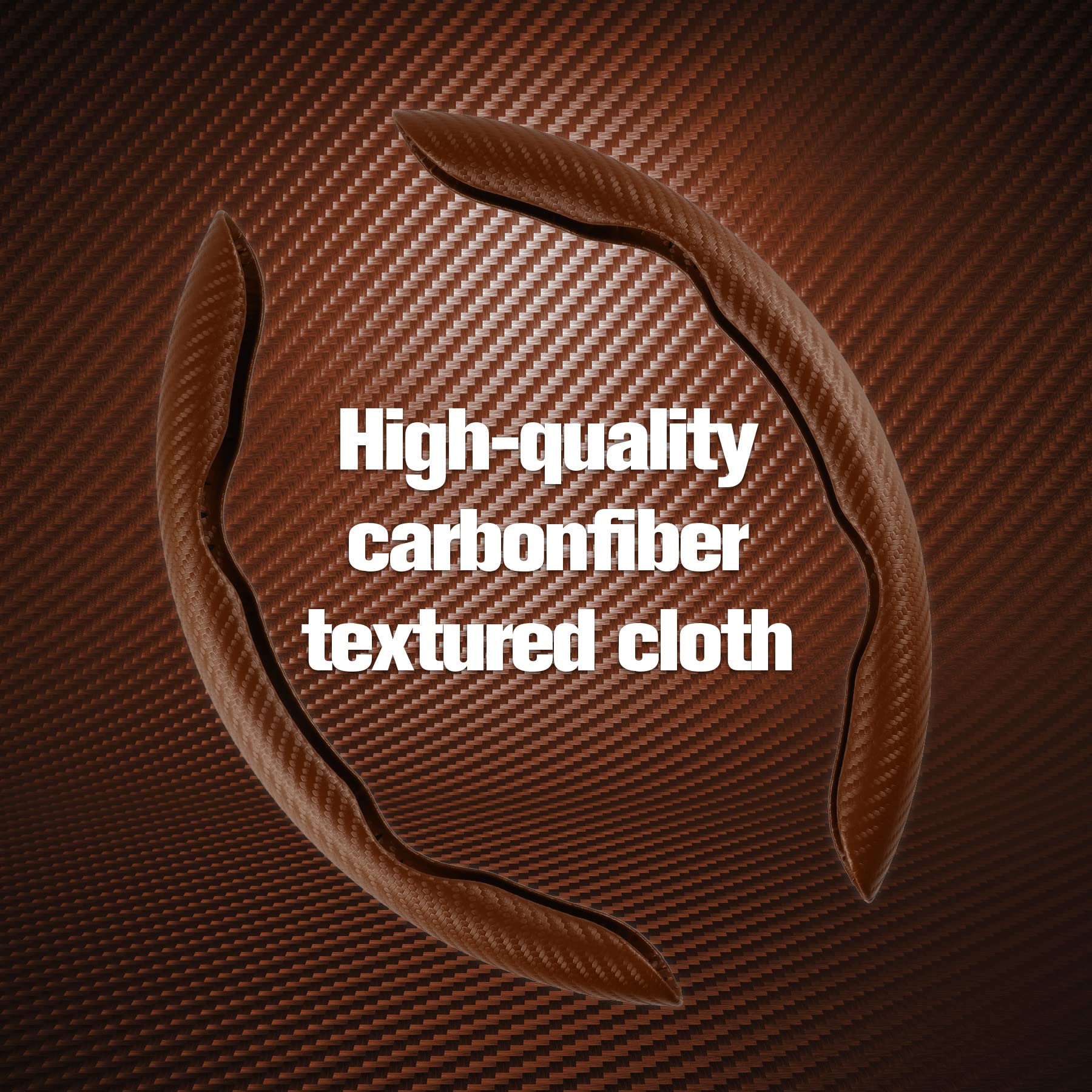 Amiss Car Carbon Fiber Anti-Skid Steering Wheel Cover/ Interior Accessories, Segmented Butterfly Universal 99% Wheel Cover Protector (Champagne)