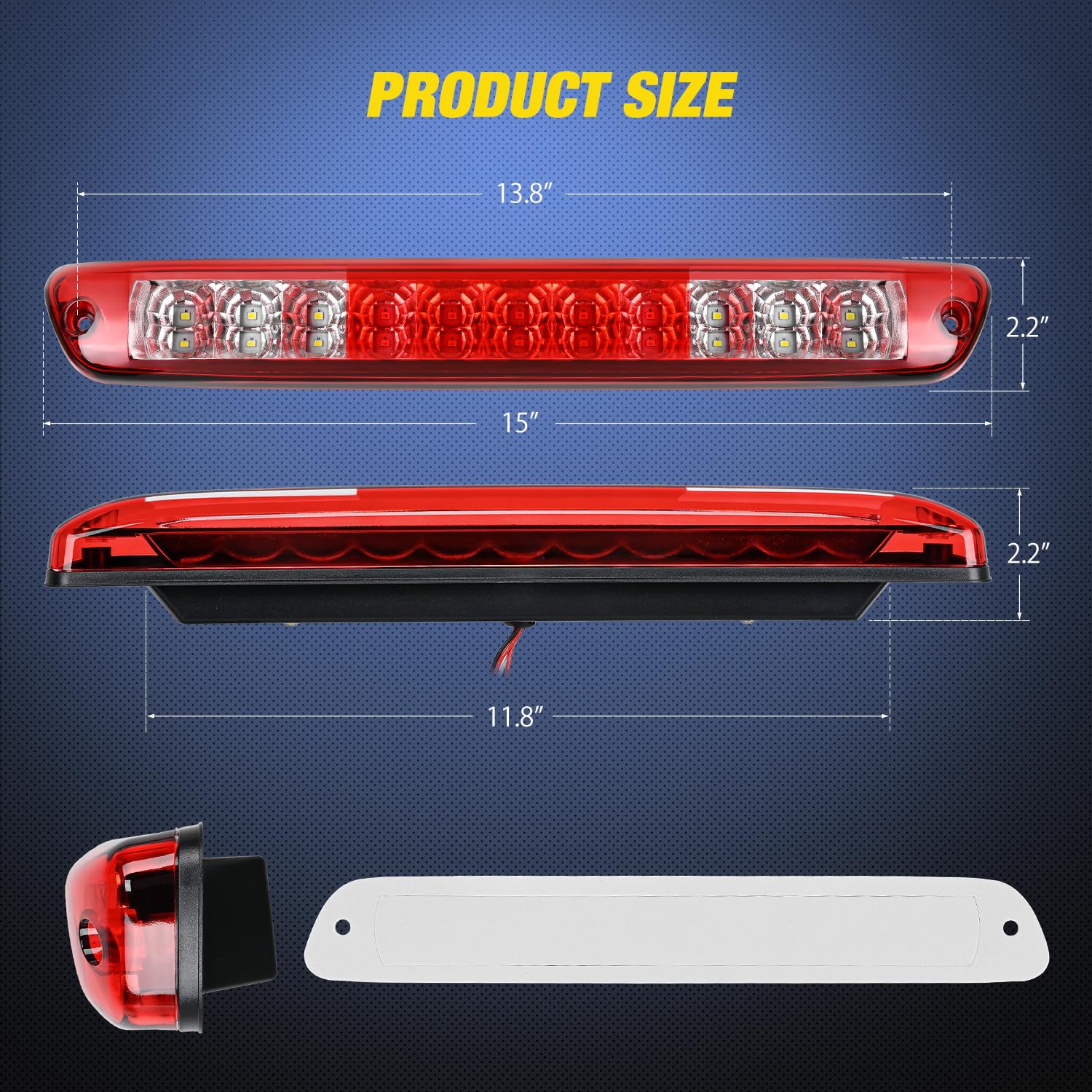 Nilight Third Brake Light Tail High Mount 3Rd Stop Cargo Reverse Led Lights Red Lens Compatible With Chevy Colorado And Gmc Cany