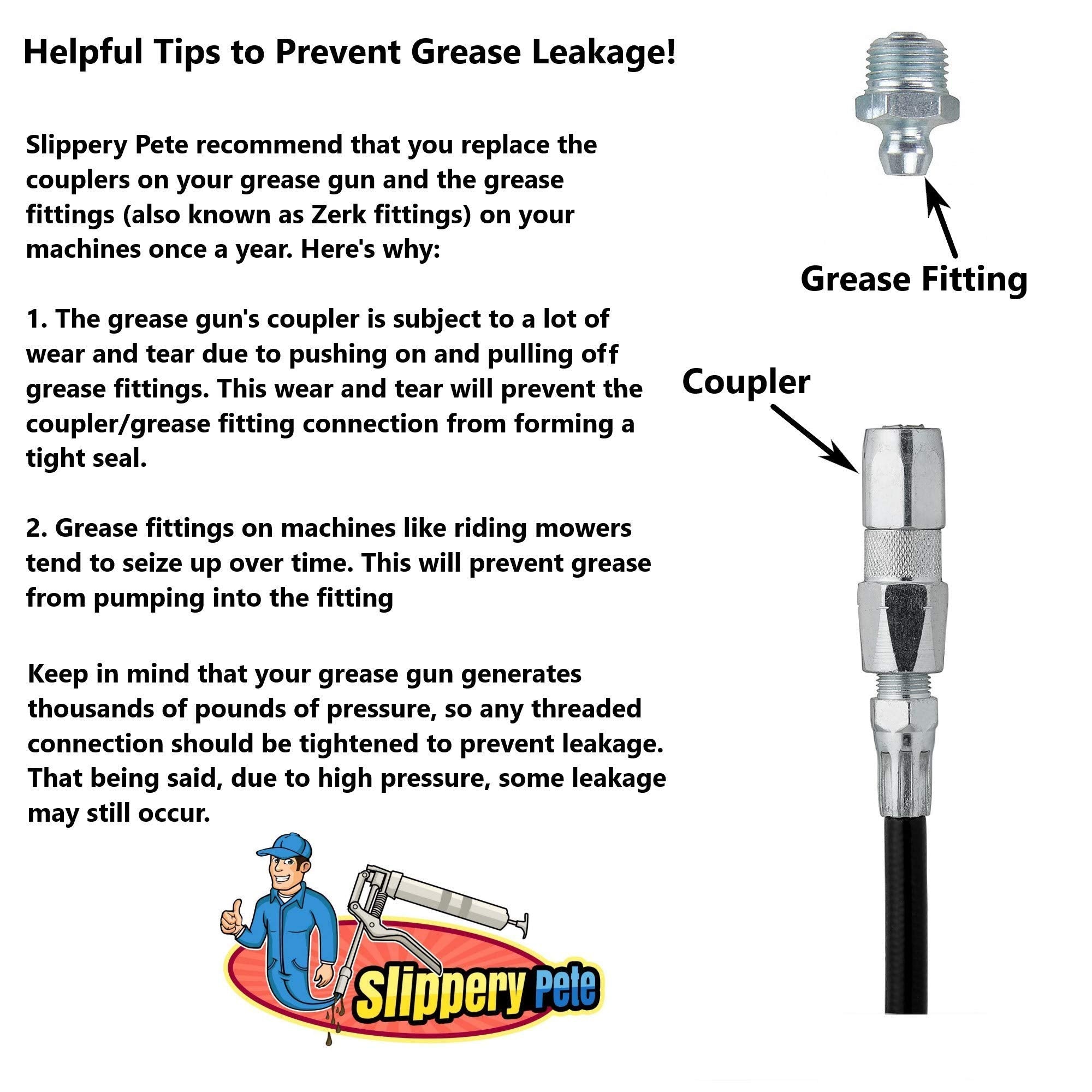 Slippery Pete Mini Pistol Grip Grease Gun. Heavy Duty Design For 3Oz Cartridges. 12 Inch Flexible Hose And 5 Inch Rigid Extensio