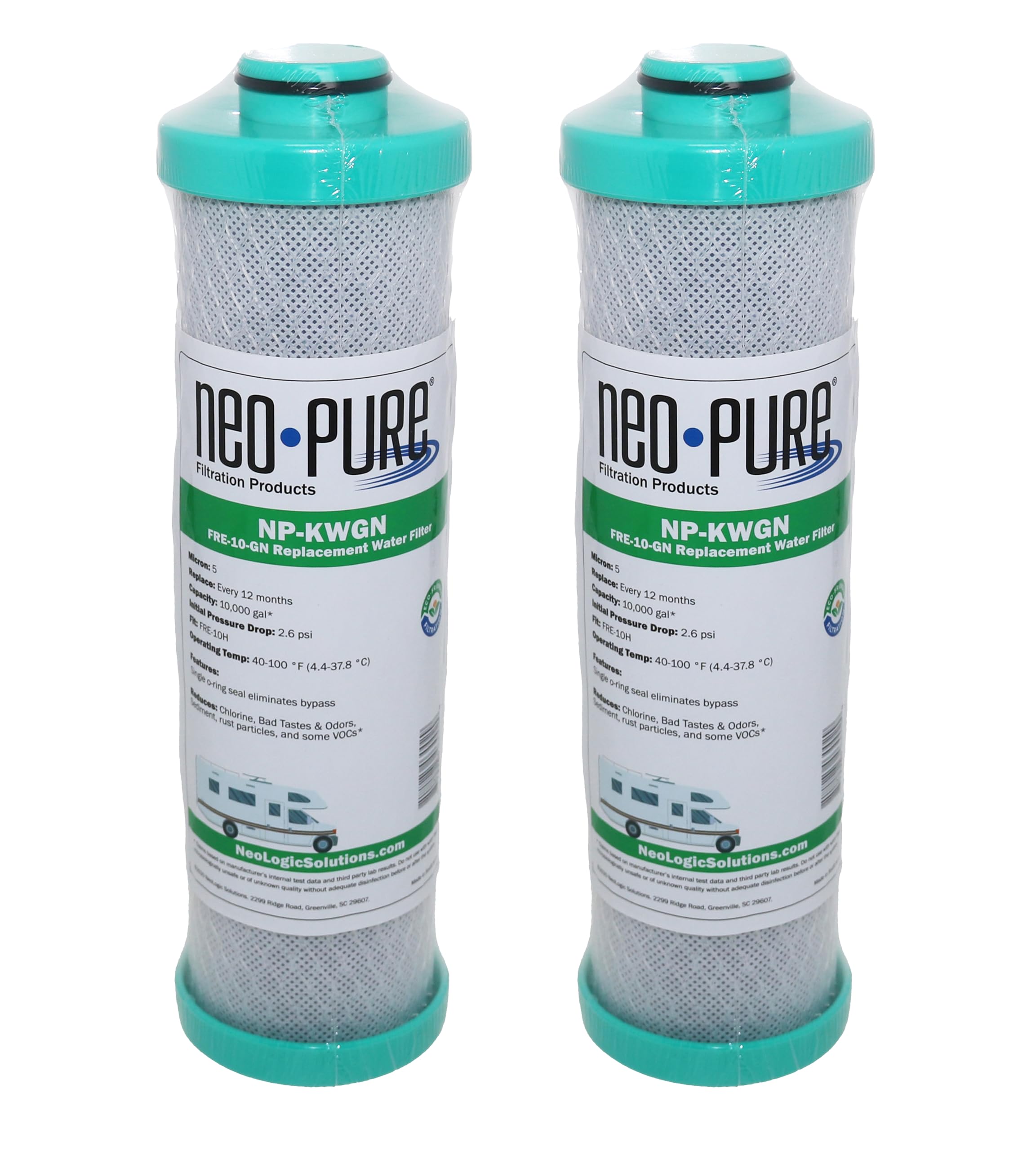 Neo-Pure Rv Replacement Filter For Forest River Fre-10-Gn (2.5 X 10'') Rv Water Filter Activated Carbon Block Push-Nipple Cartri