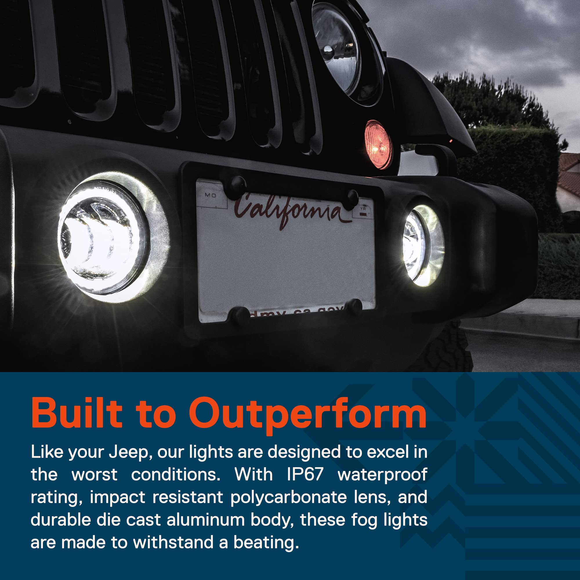 True Mods 4'' 60W Led Fog Lights Replacement For 2007-2018 Jeep Wrangler Jk Unlimited Jku Sport S Rubicon Sahara Front Bumper Of