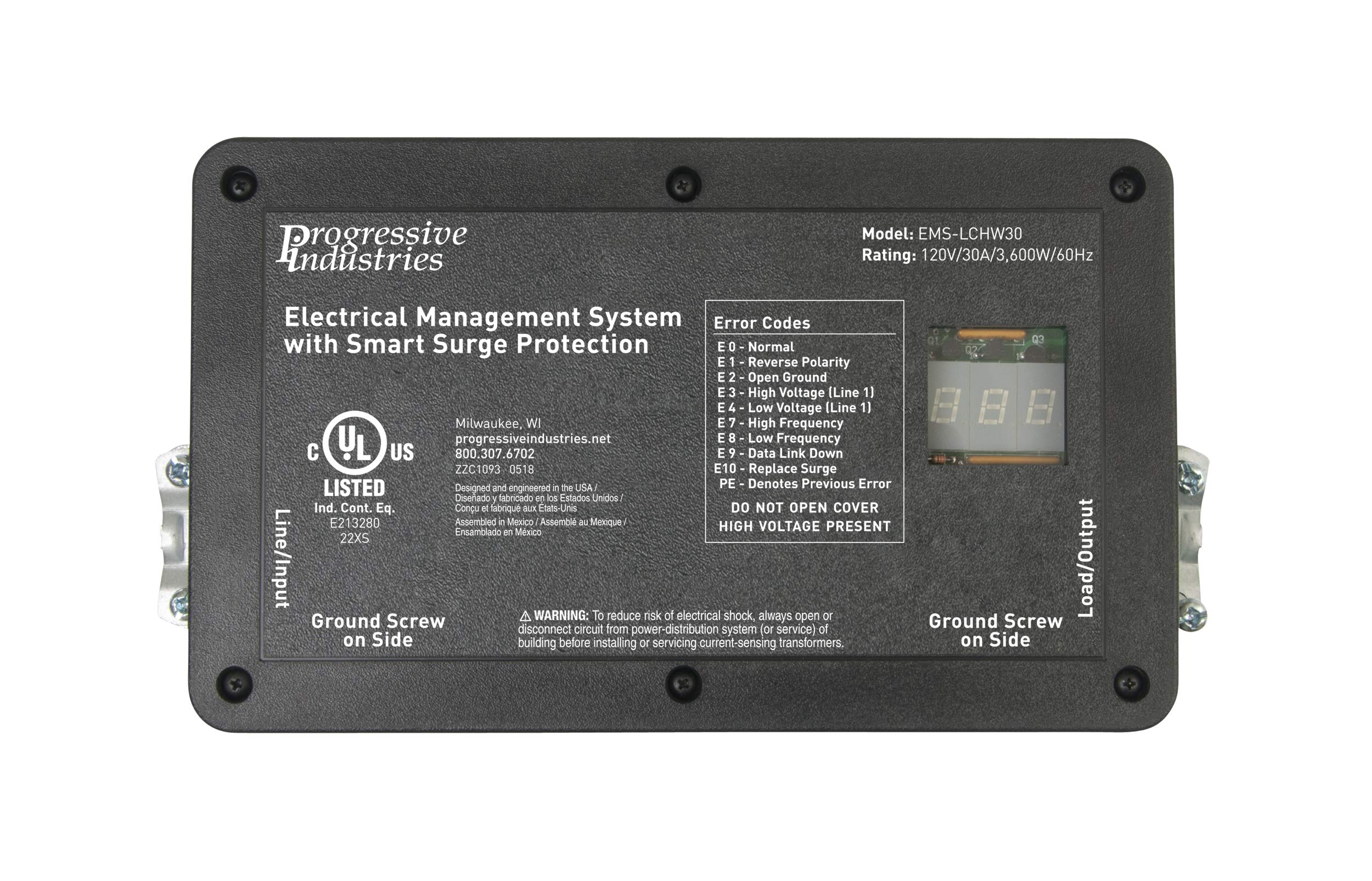 Progressive Industries Hardwired Rv Surge Protector, 30 Amp Ems With Integrated Display And Fault Detection - Ems-Lchw30