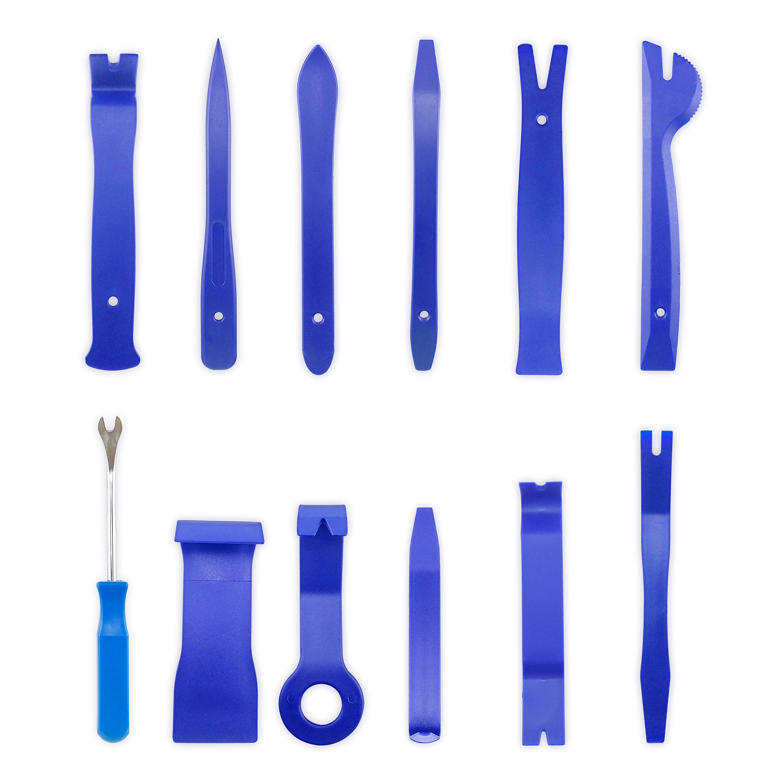 homEdge Auto Trim Removal Kits of 12 Pcs, Tool Kits for Car Radio Installation, Upholstery Removal Kit Pry Bar Scraper SetBlue