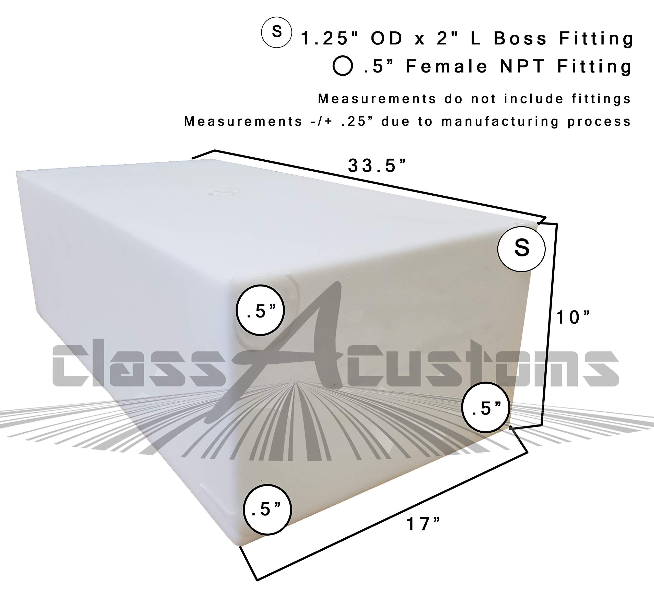 Class A Customs Spouted 25 Gallon RV Fresh & Gray Water Holding Tank - White Polyethylene