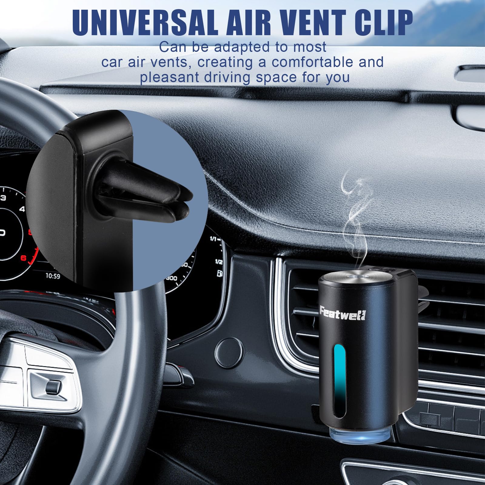 Featwell Car Aromatherapy/Fragrance Car Air Fresheners/Humidifier Essential Oil Diffuser For Vehicle (Black)